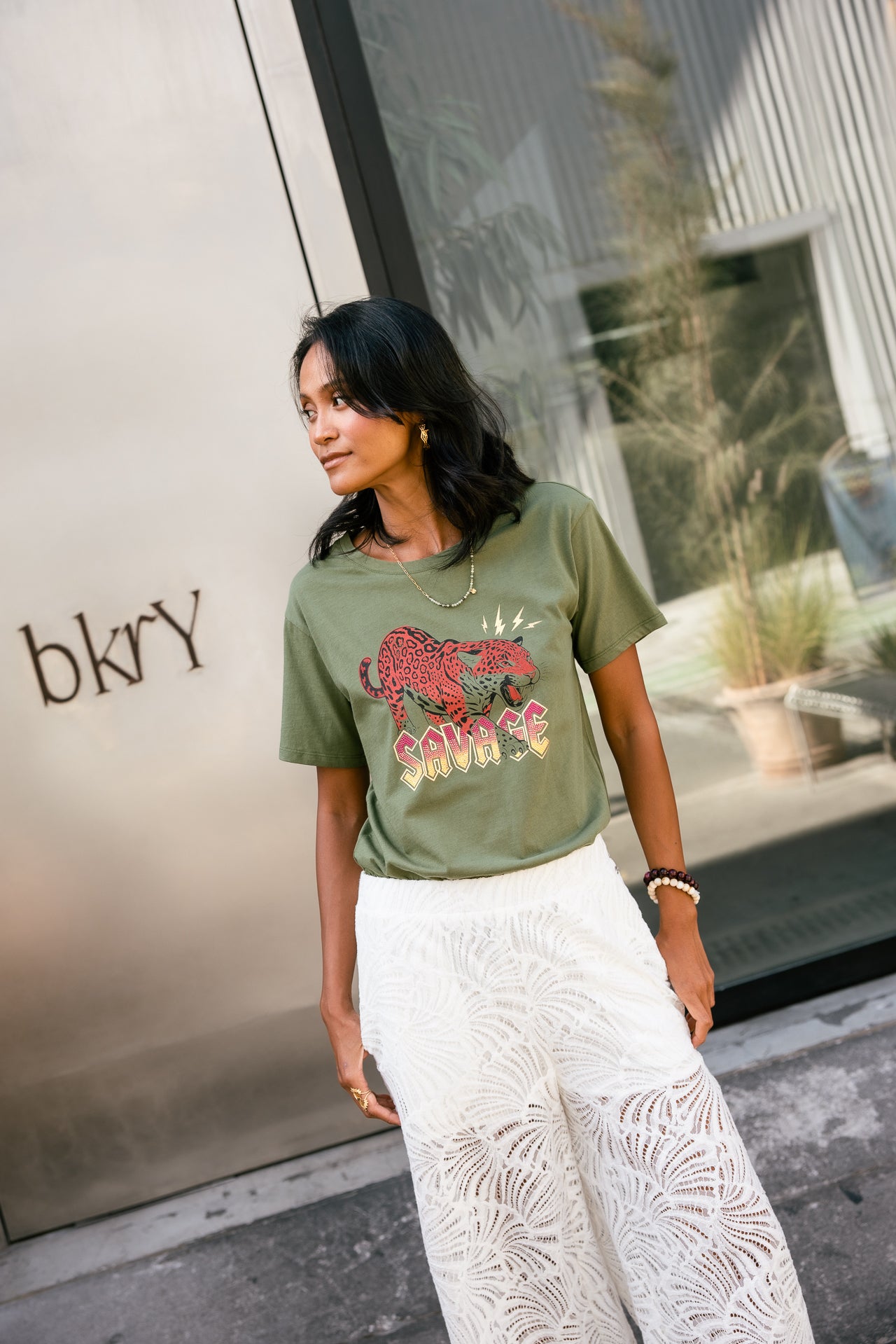 

Bedrucktes T-Shirt Damen Suria Panther loden green | Freeman T. Porter