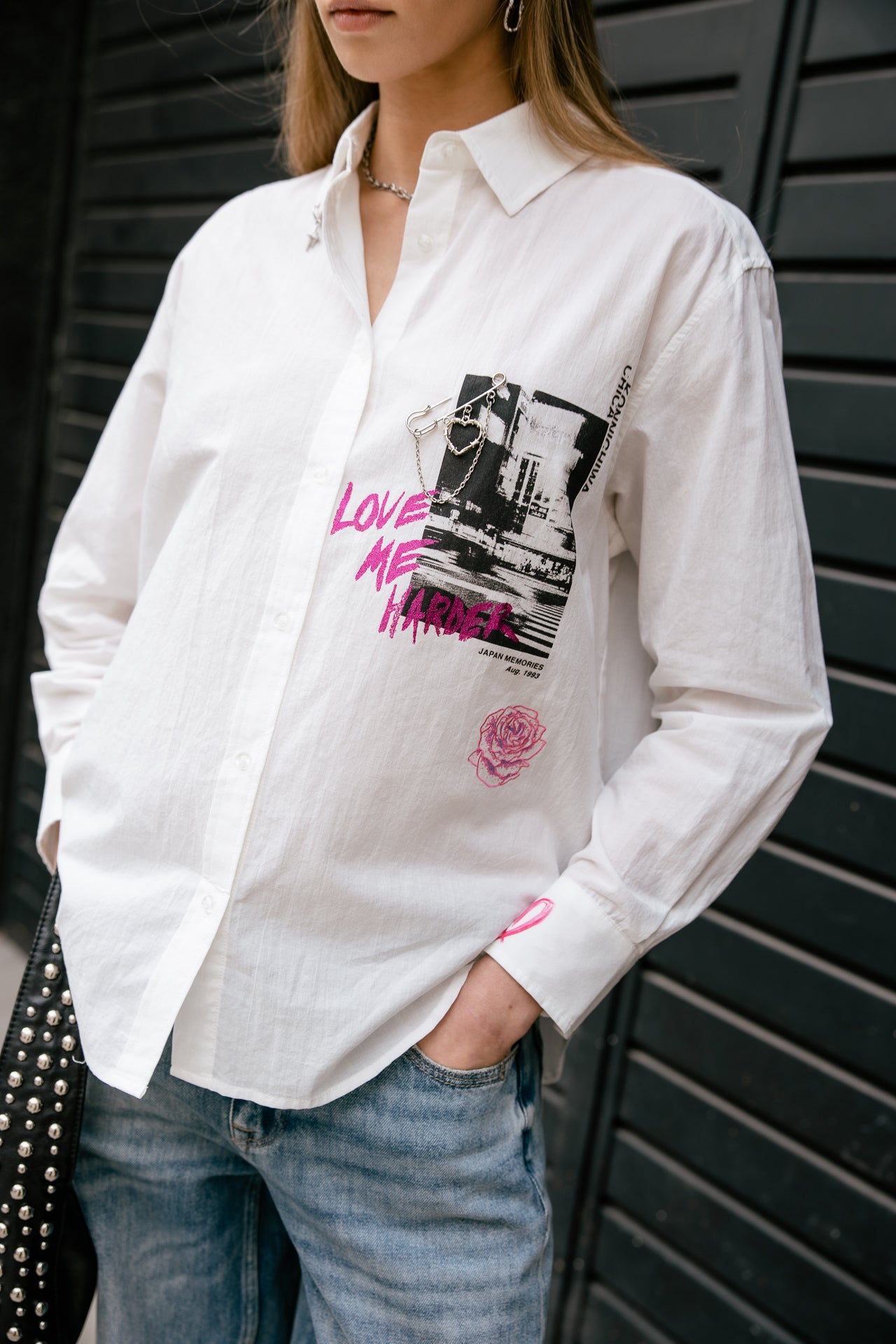 

Chemise boyfriend imprimée Femme Chella Street white | Freeman T. Porter