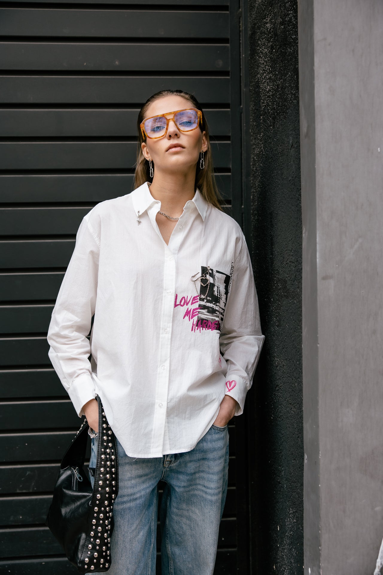 

Chemise boyfriend imprimée Femme Chella Street white | Freeman T. Porter