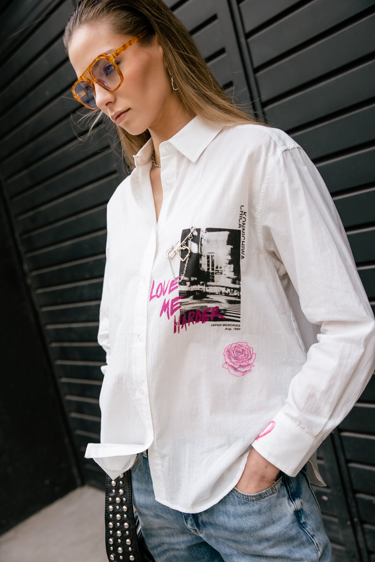 

Chemise boyfriend imprimée Femme Chella Street white | Freeman T. Porter