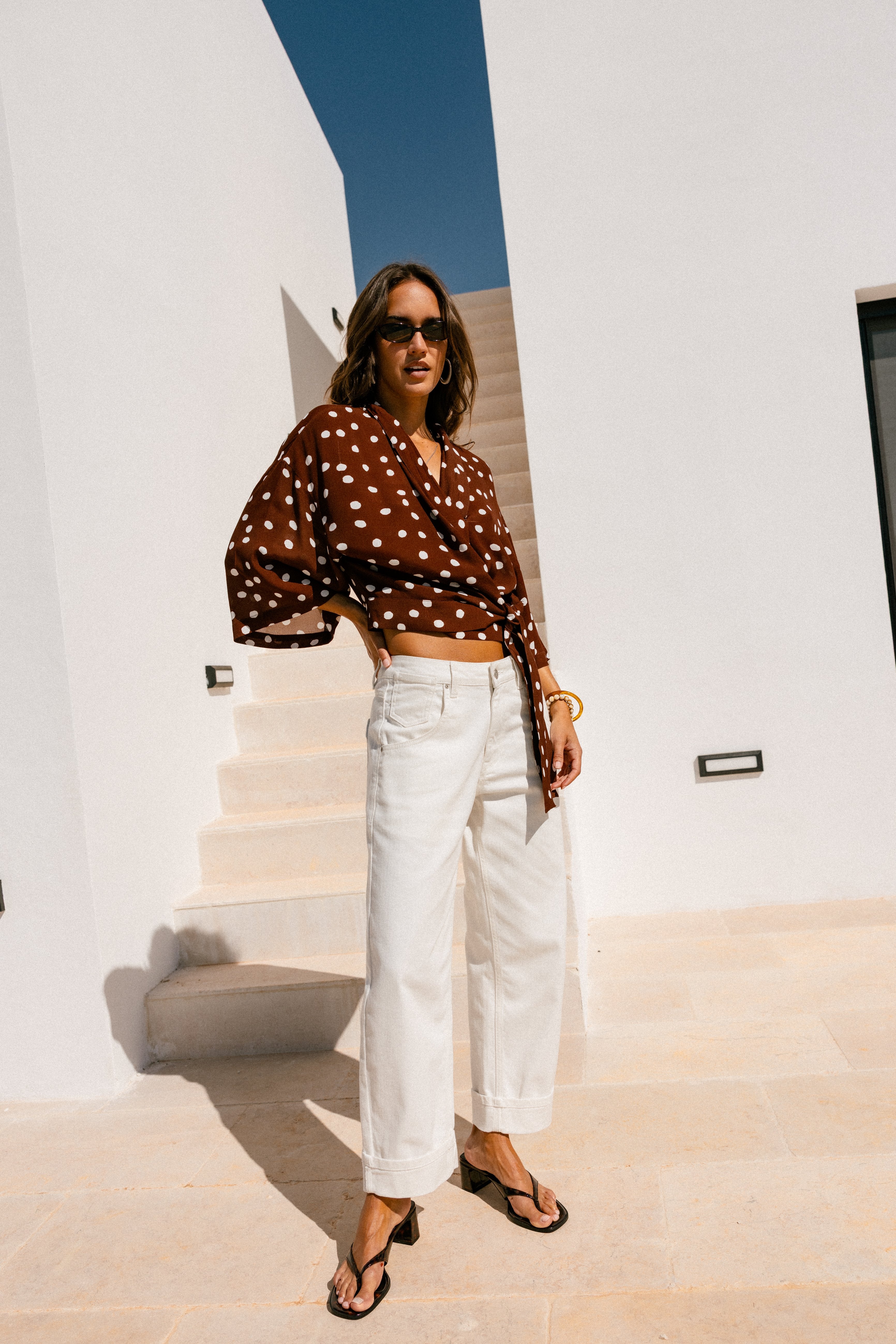 

Top kimono Mujer Triane Dots brown | Freeman T. Porter