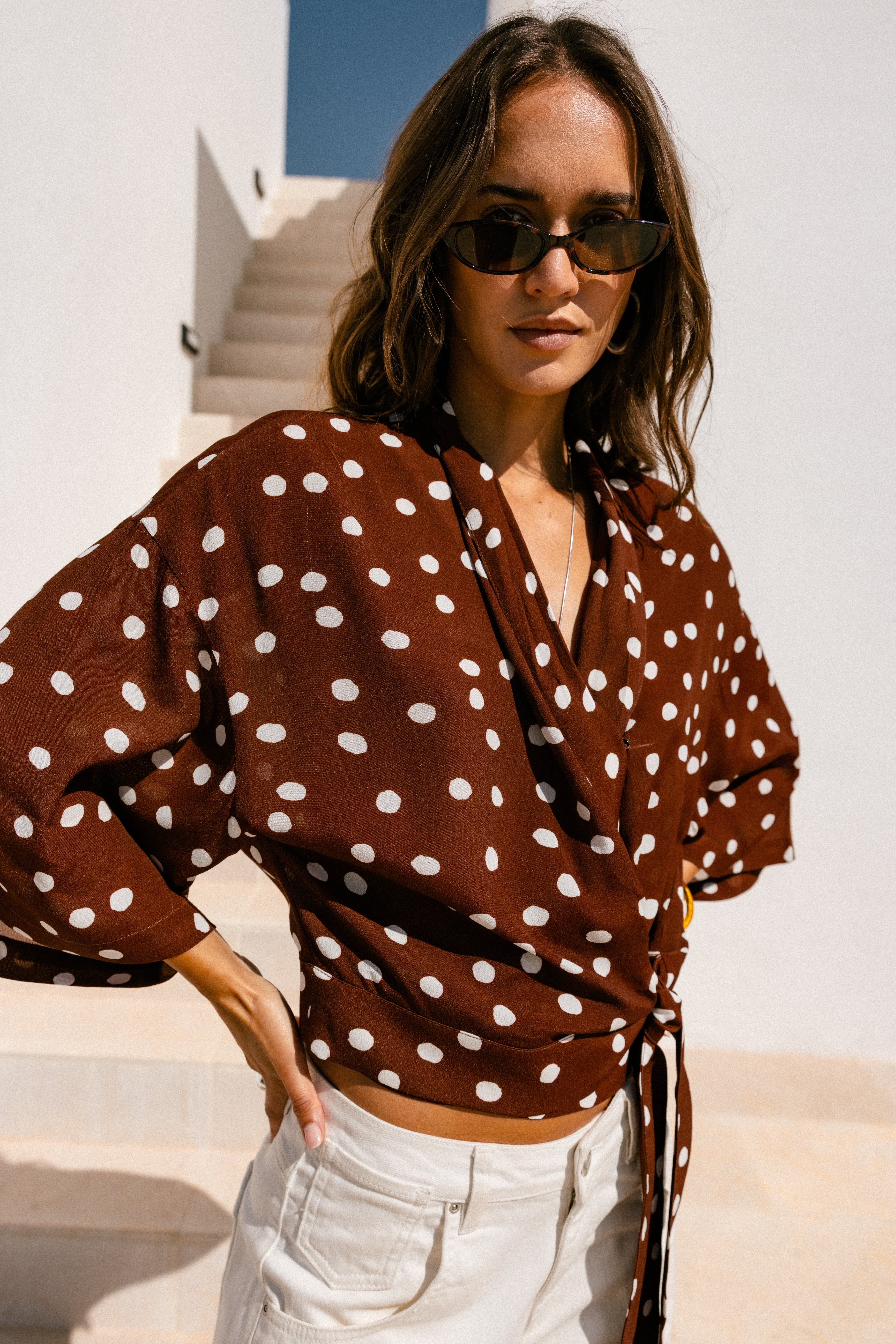 

Top kimono Mujer Triane Dots brown | Freeman T. Porter