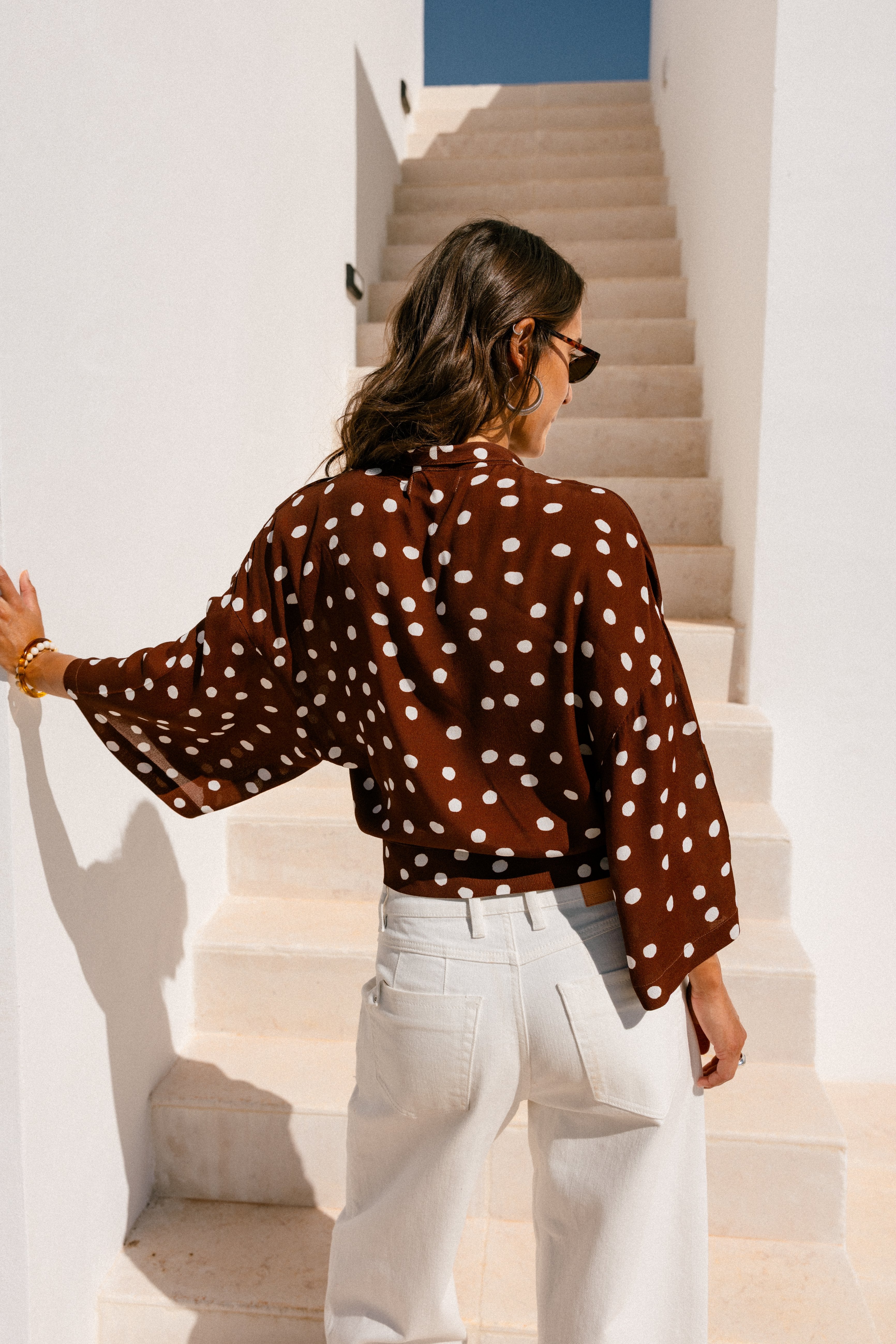 

Top kimono Mujer Triane Dots brown | Freeman T. Porter