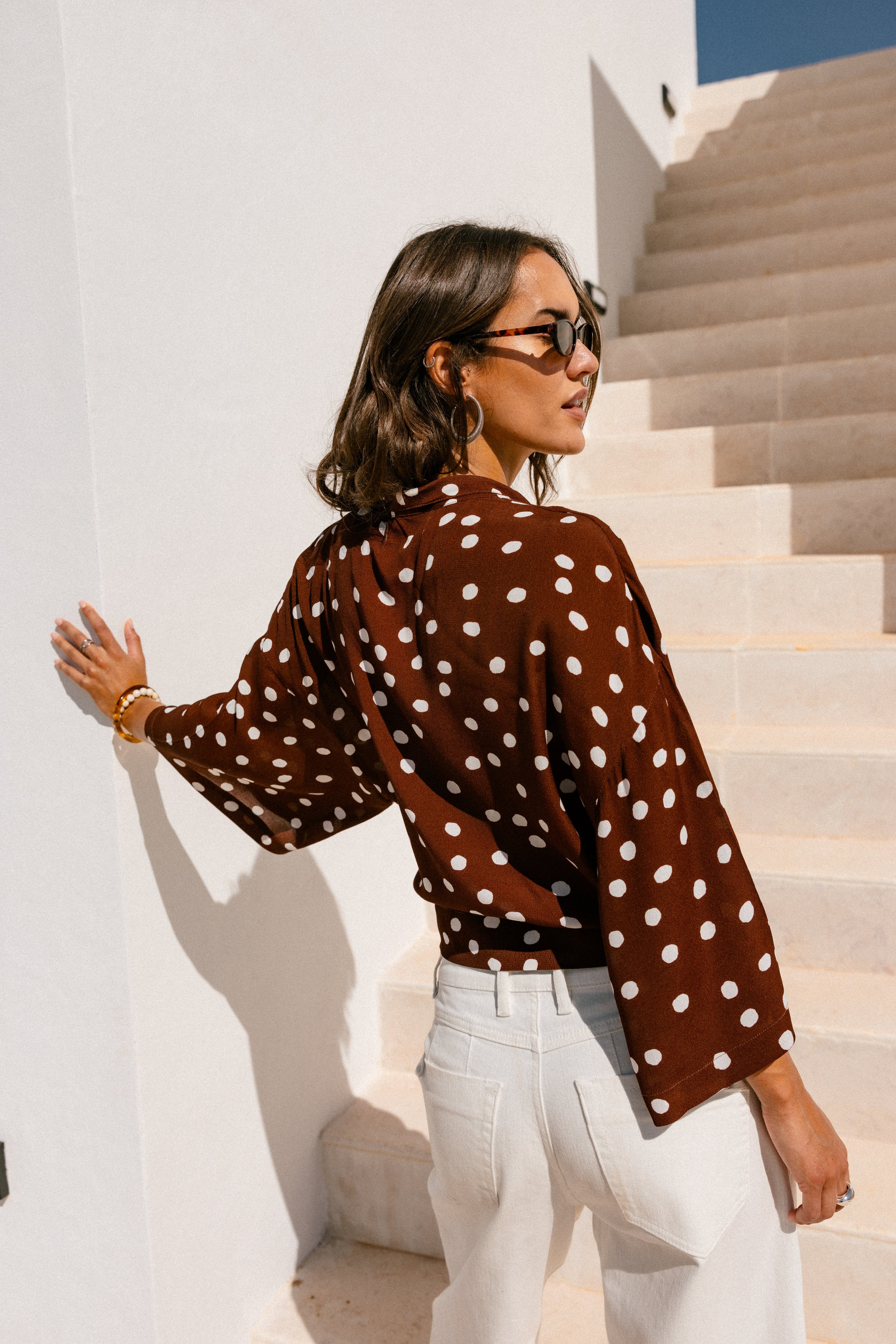 

Top kimono Mujer Triane Dots brown | Freeman T. Porter