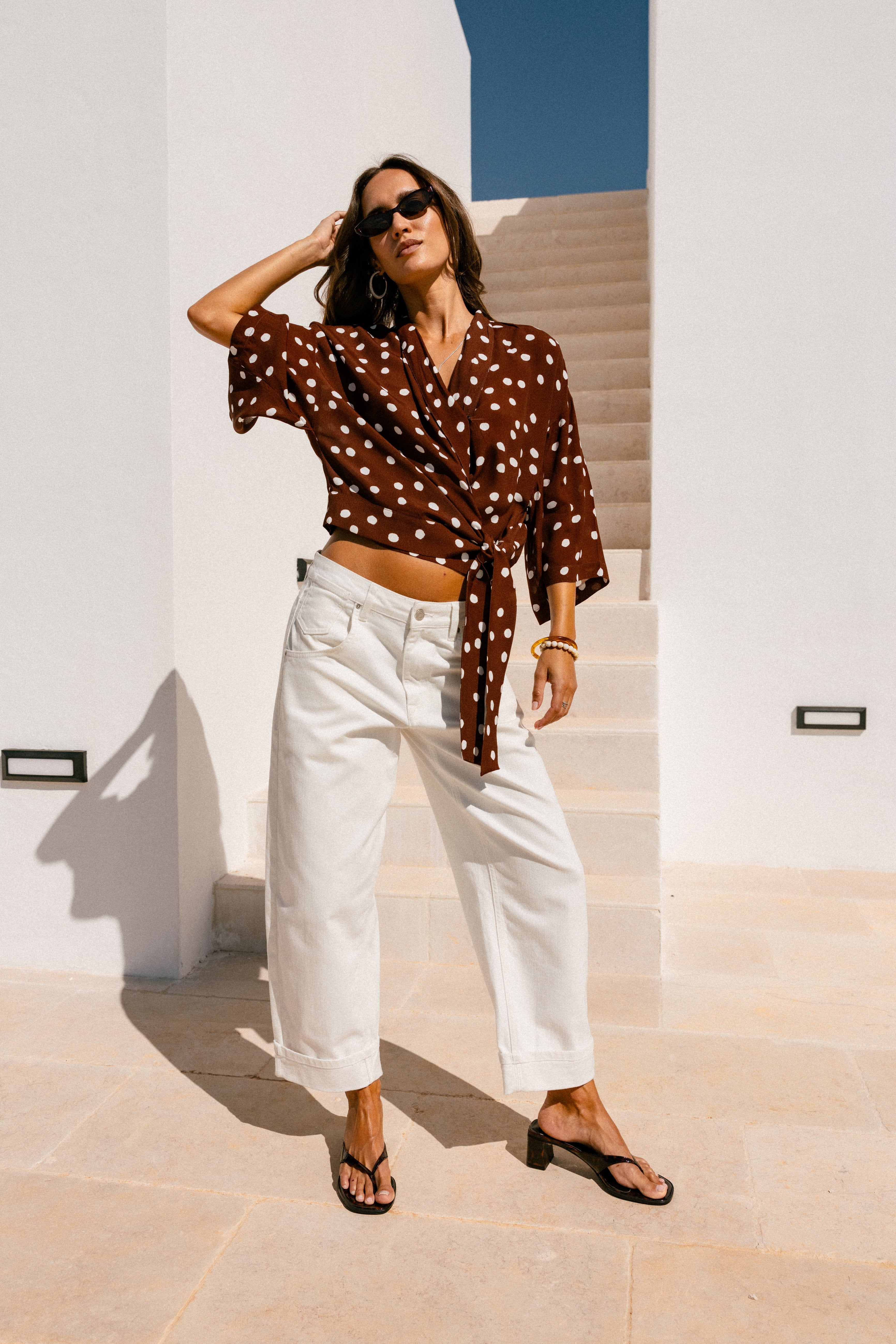 

Top kimono Mujer Triane Dots brown | Freeman T. Porter