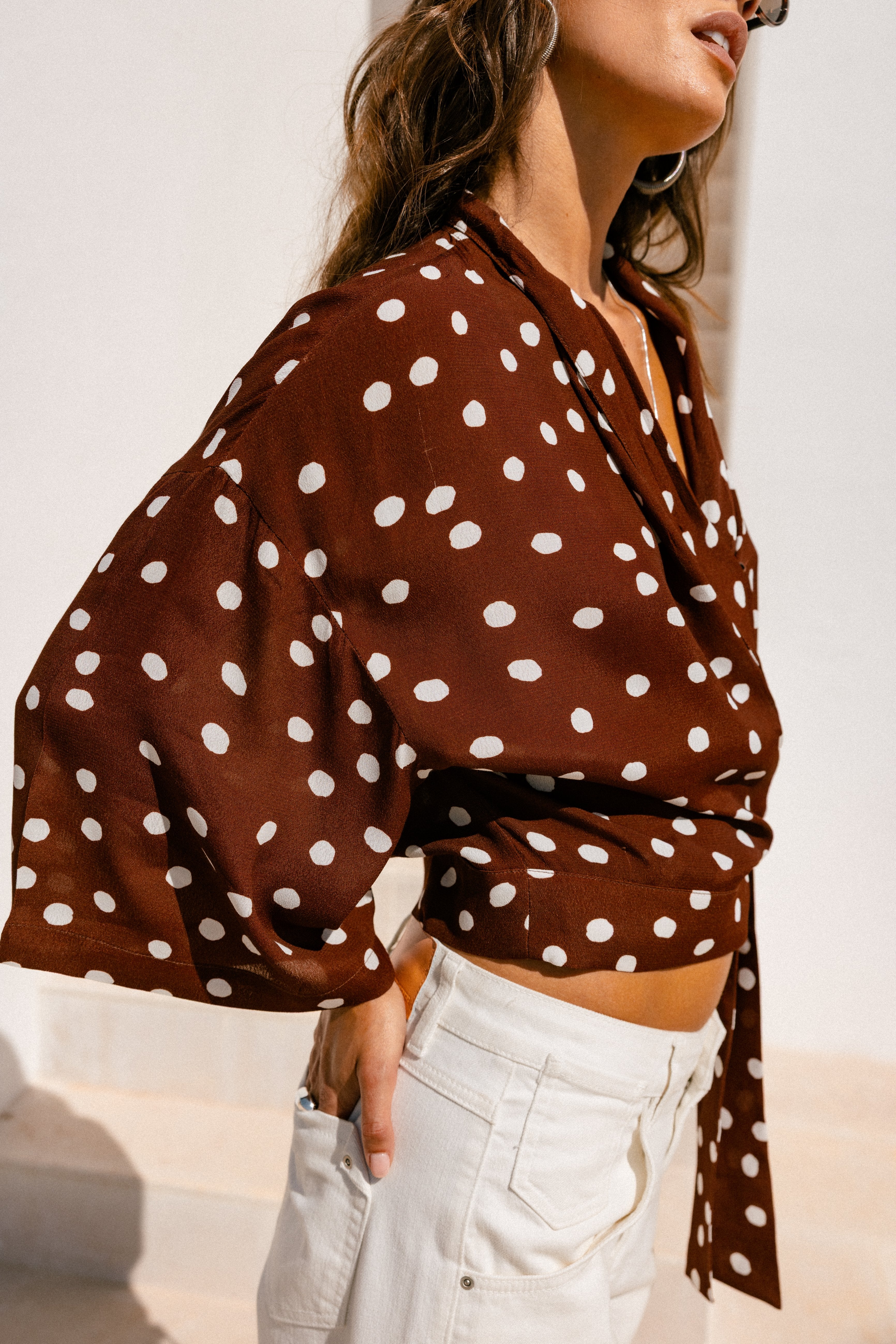 

Top kimono Mujer Triane Dots brown | Freeman T. Porter