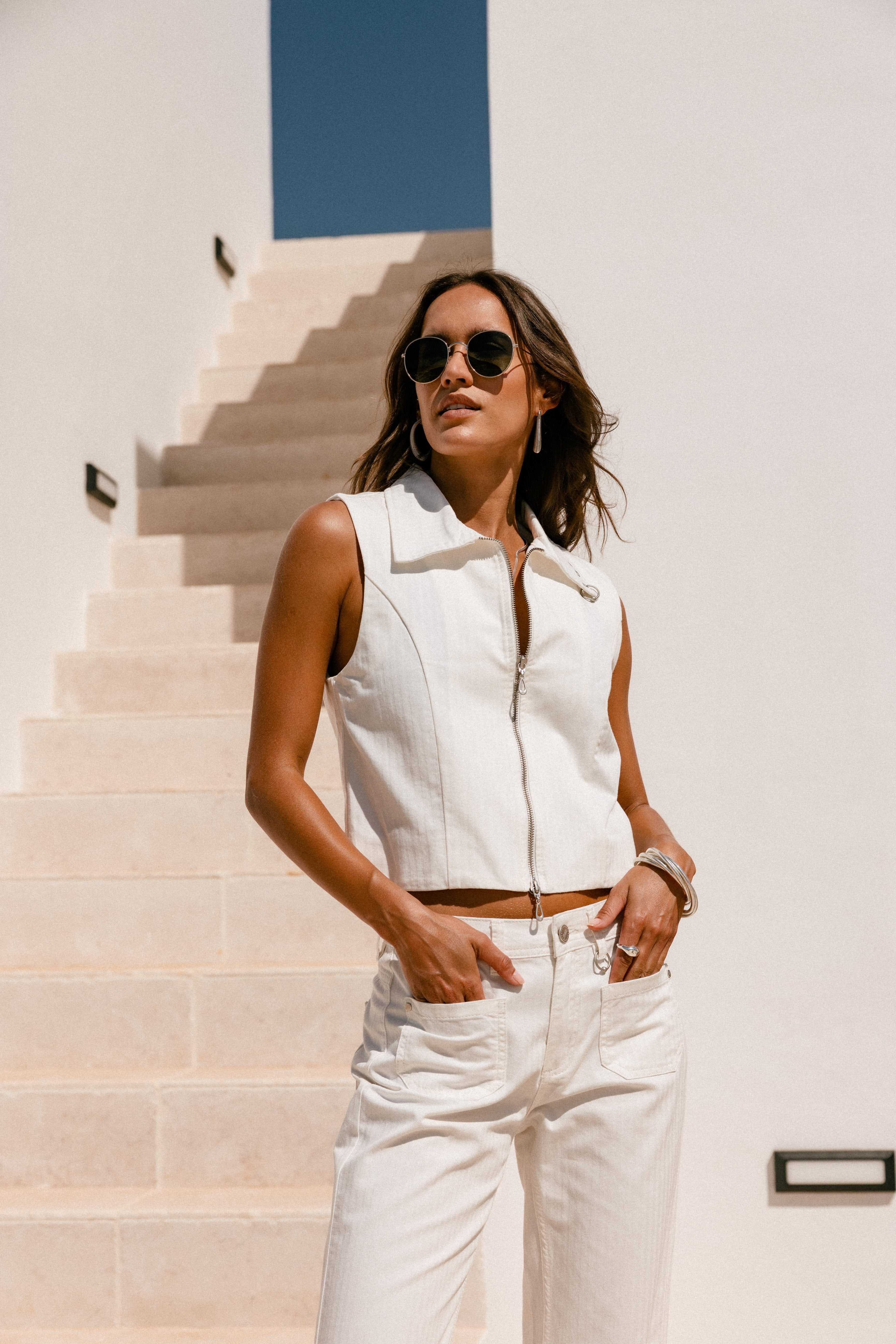 

Top zippé Femme Marla Yolo bright white | Freeman T. Porter