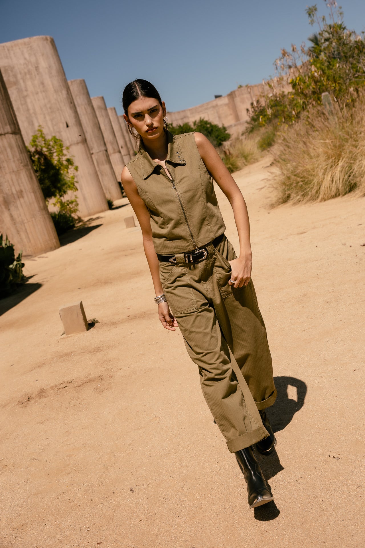 

Top zippé Femme Marla Yolo martini olive | Freeman T. Porter