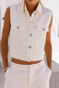 

Top corto sin mangas Mujer Meira Beatnik bright white | Freeman T. Porter