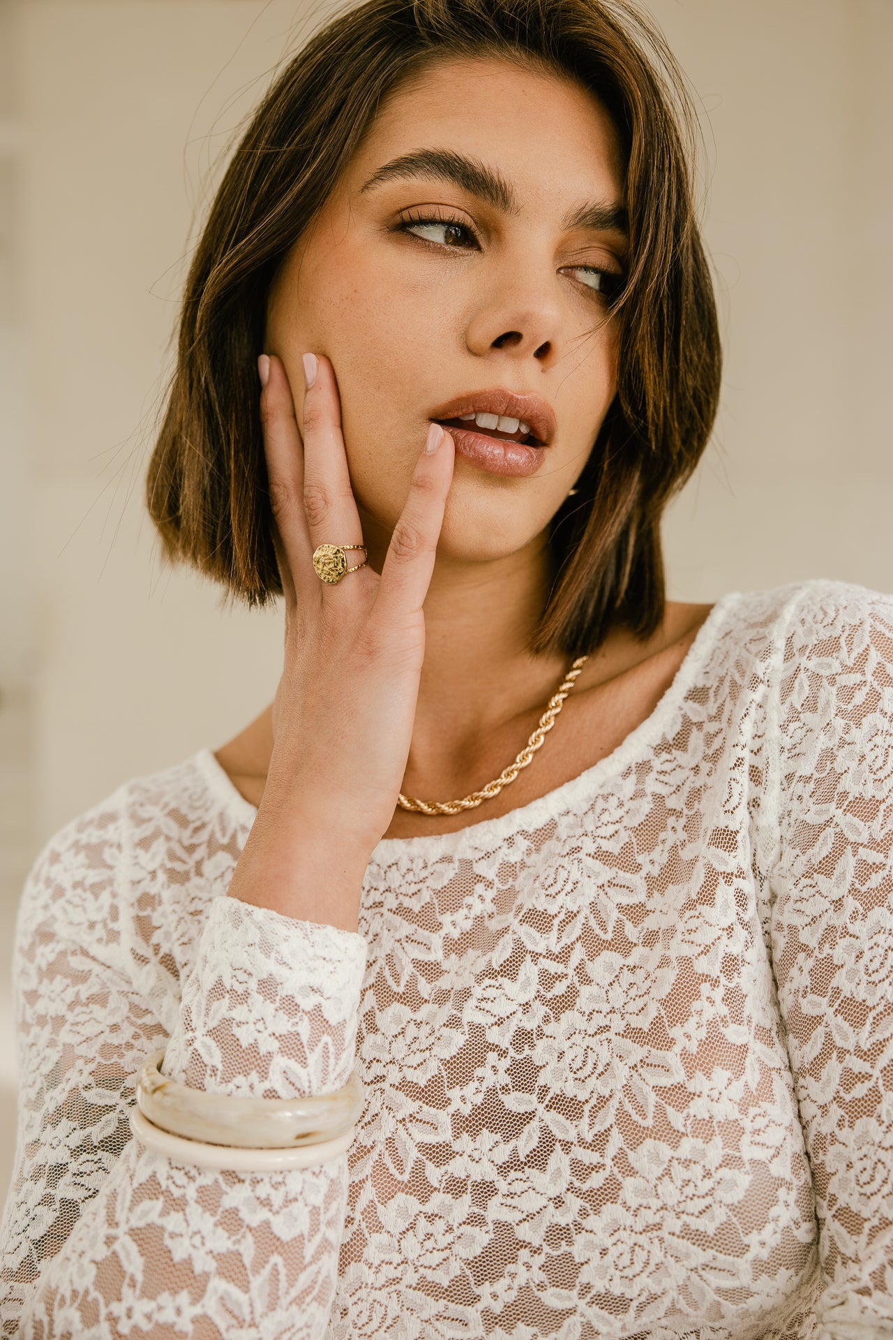 

Top en dentelle Femme Tazam Lace white | Freeman T. Porter