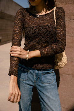 

Top en dentelle Femme Tazam Lace ganache | Freeman T. Porter