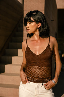 

Top à bretelles Femme Dizzi Lace cappuccino | Freeman T. Porter