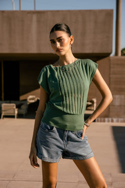 

T-Shirt mit Lochmuster Damen Preel sea spray | Freeman T. Porter