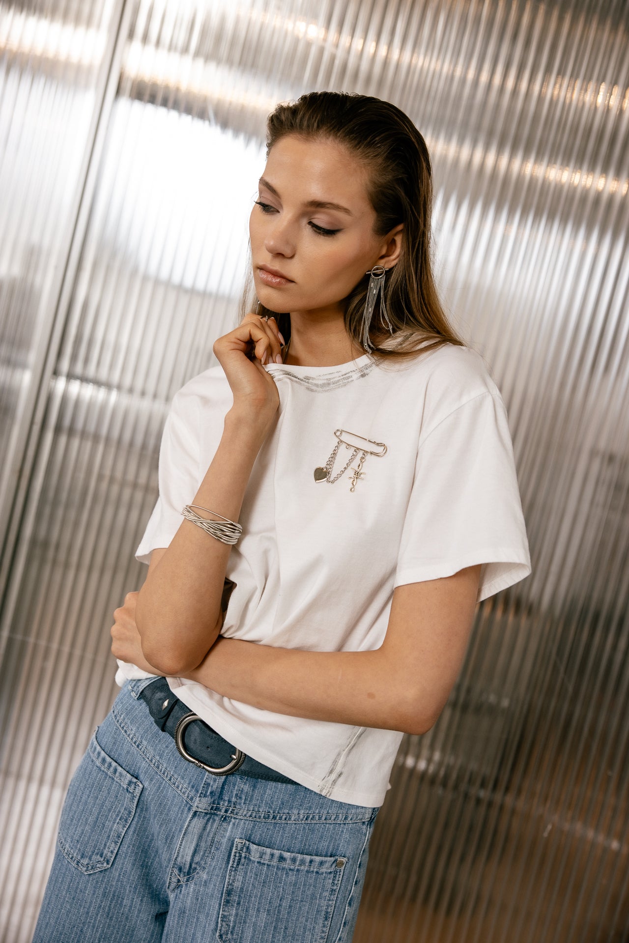 

T-shirt large croisé dos Femme Tissalia Foil white | Freeman T. Porter