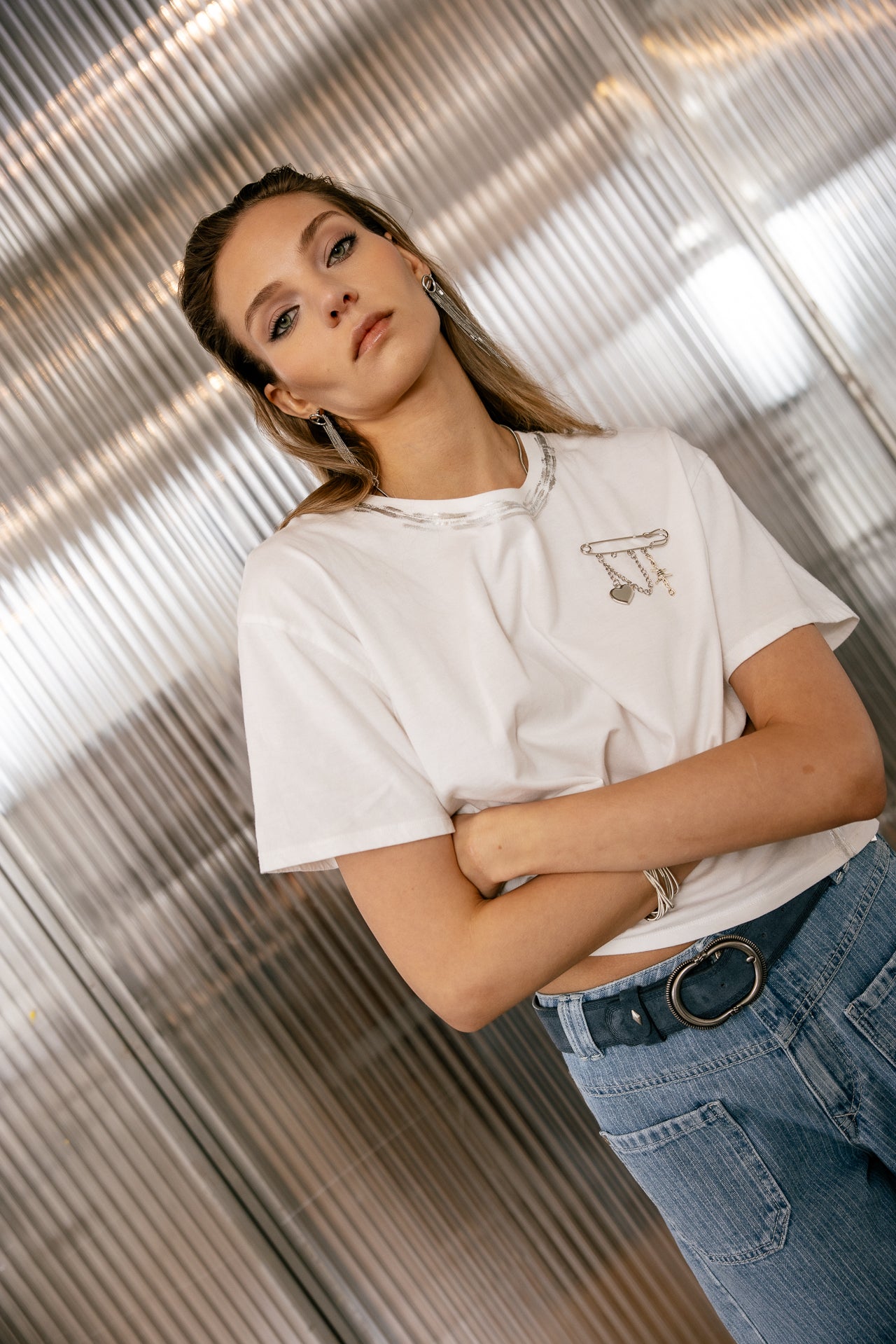 

T-shirt large croisé dos Femme Tissalia Foil white | Freeman T. Porter