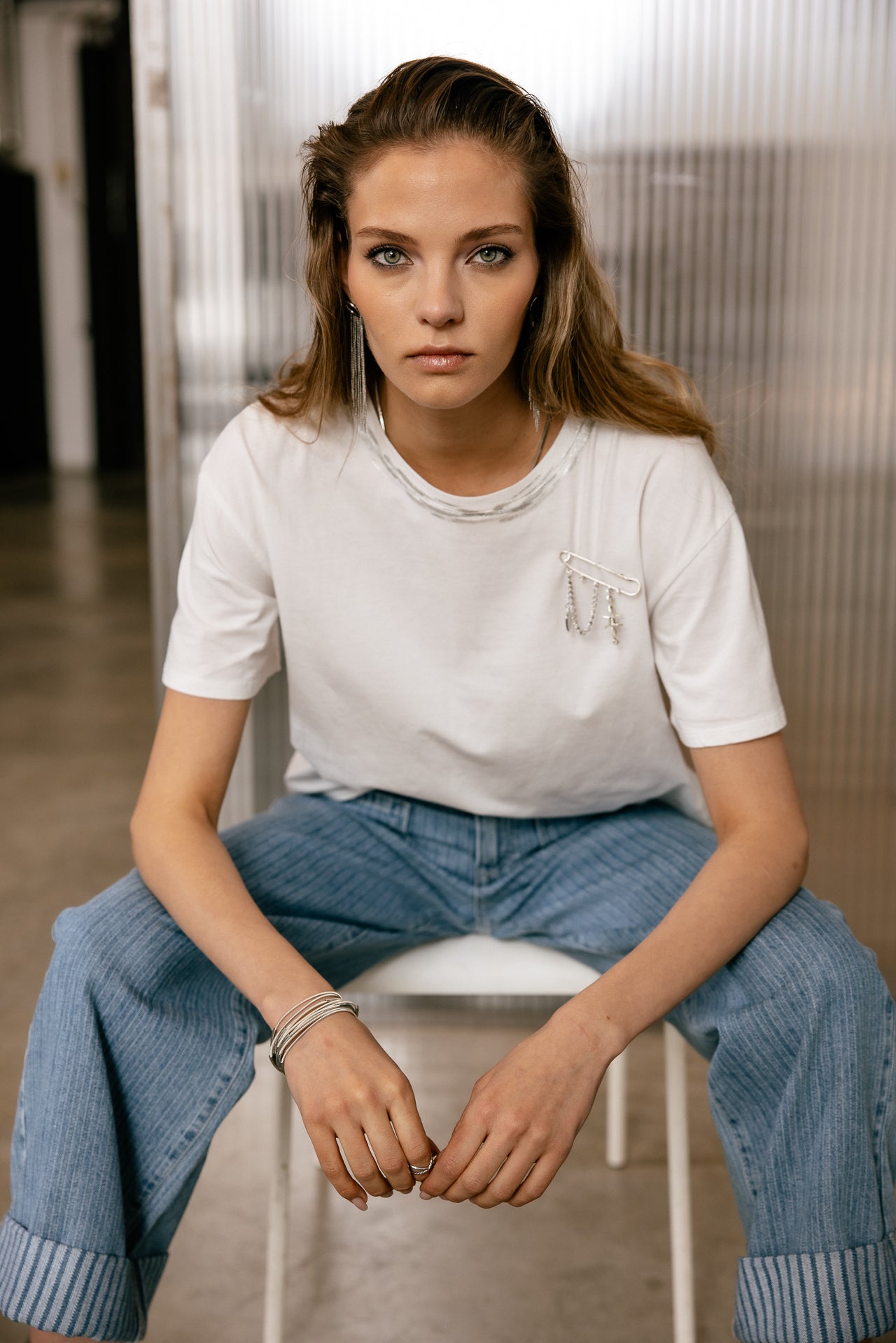 

T-shirt large croisé dos Femme Tissalia Foil white | Freeman T. Porter