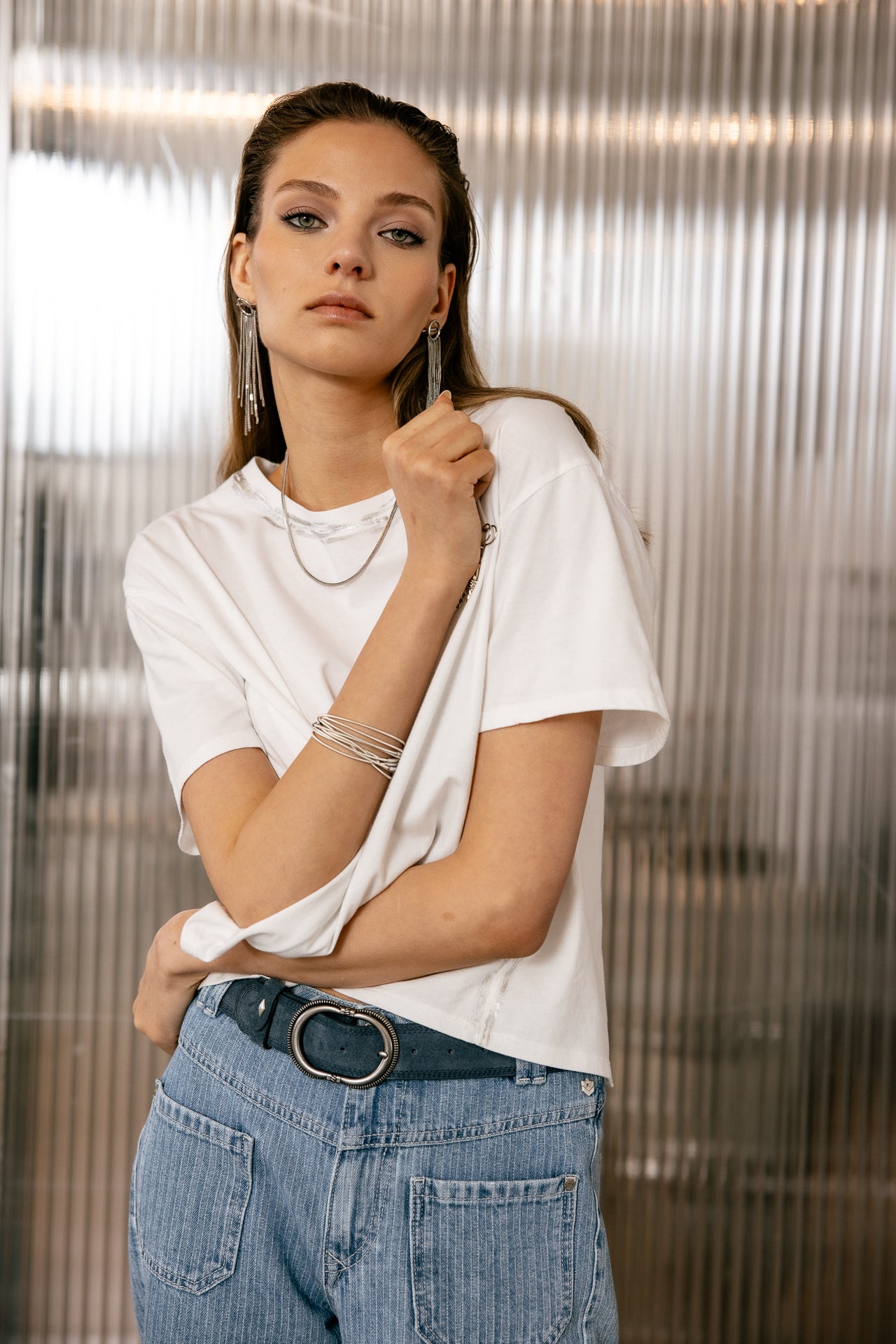 

T-shirt large croisé dos Femme Tissalia Foil white | Freeman T. Porter