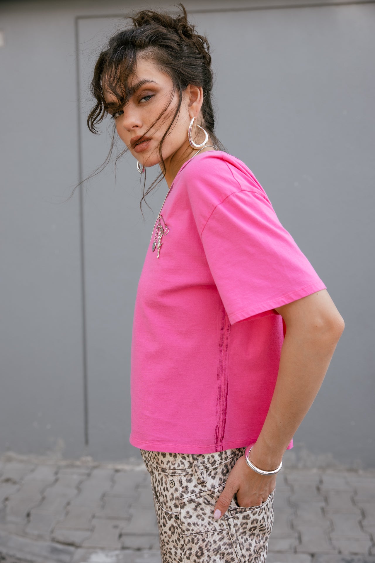 

Oversize T-Shirt mit gekreuztem Rücken Damen Tissalia Foil sangria sunset | Freeman T. Porter