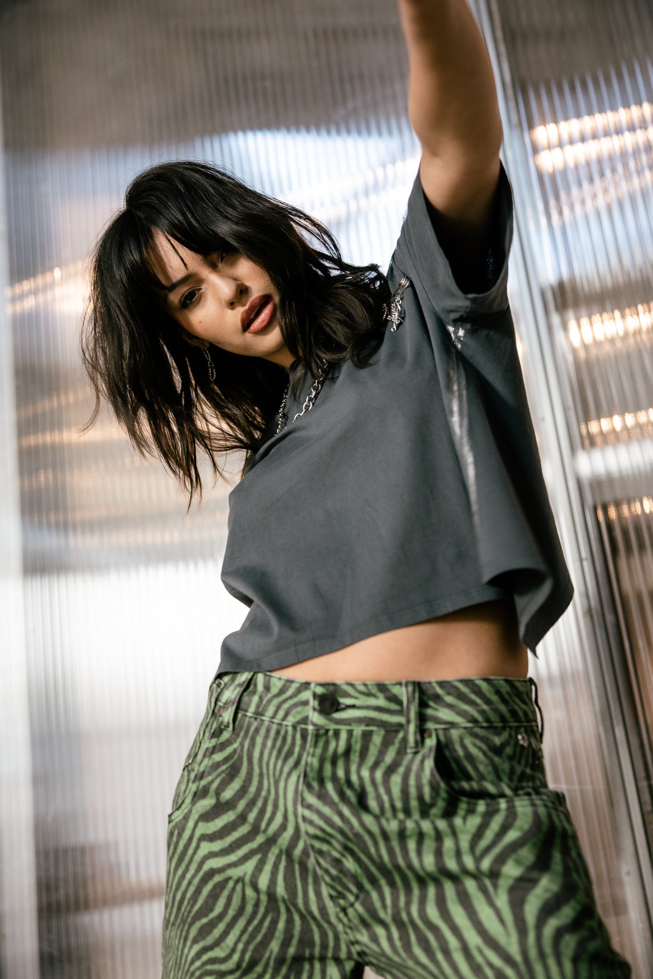 

T-shirt large croisé dos Femme Tissalia Foil carbone | Freeman T. Porter