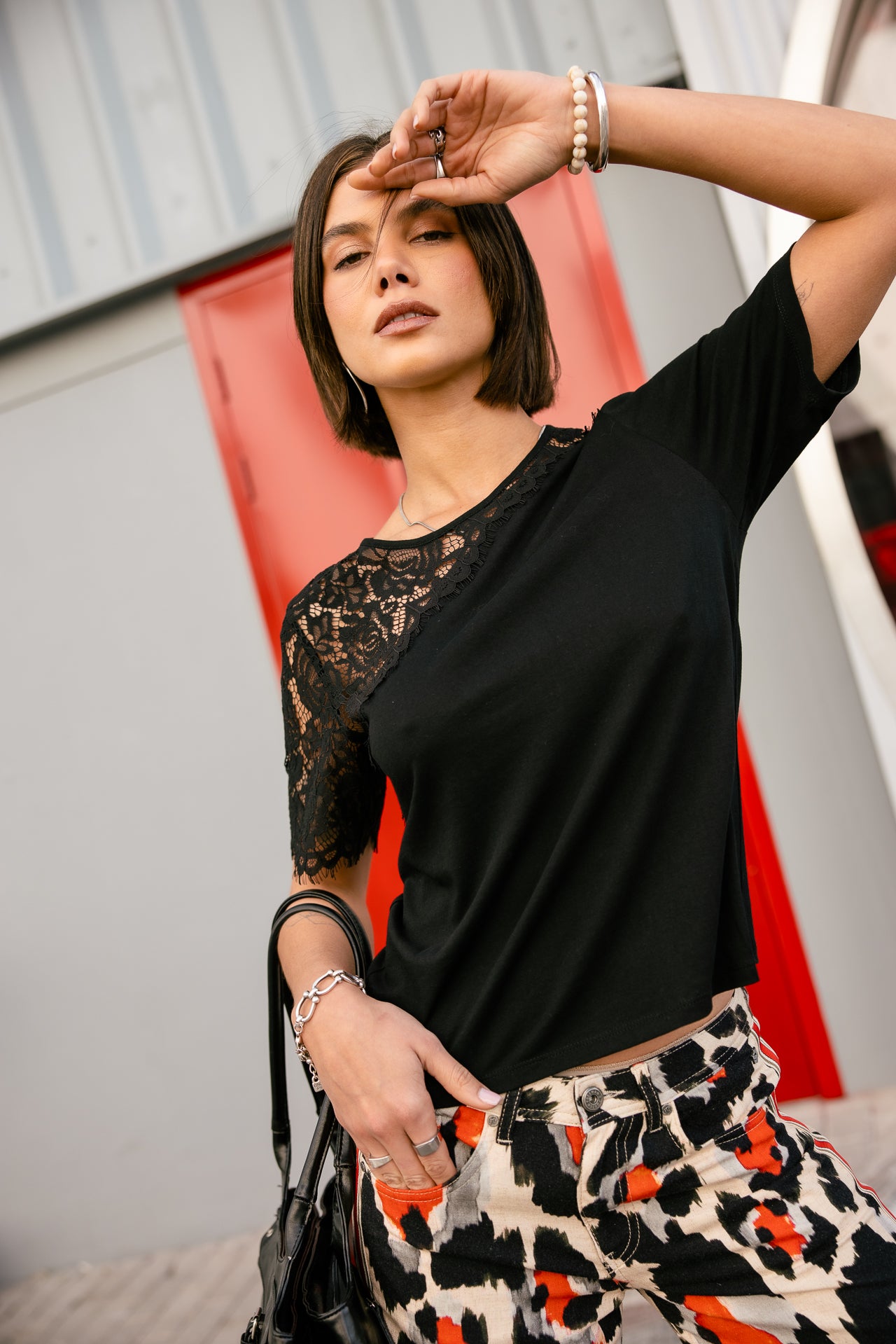 

T-Shirt mit Spitze Damen Sirila Lace black | Freeman T. Porter