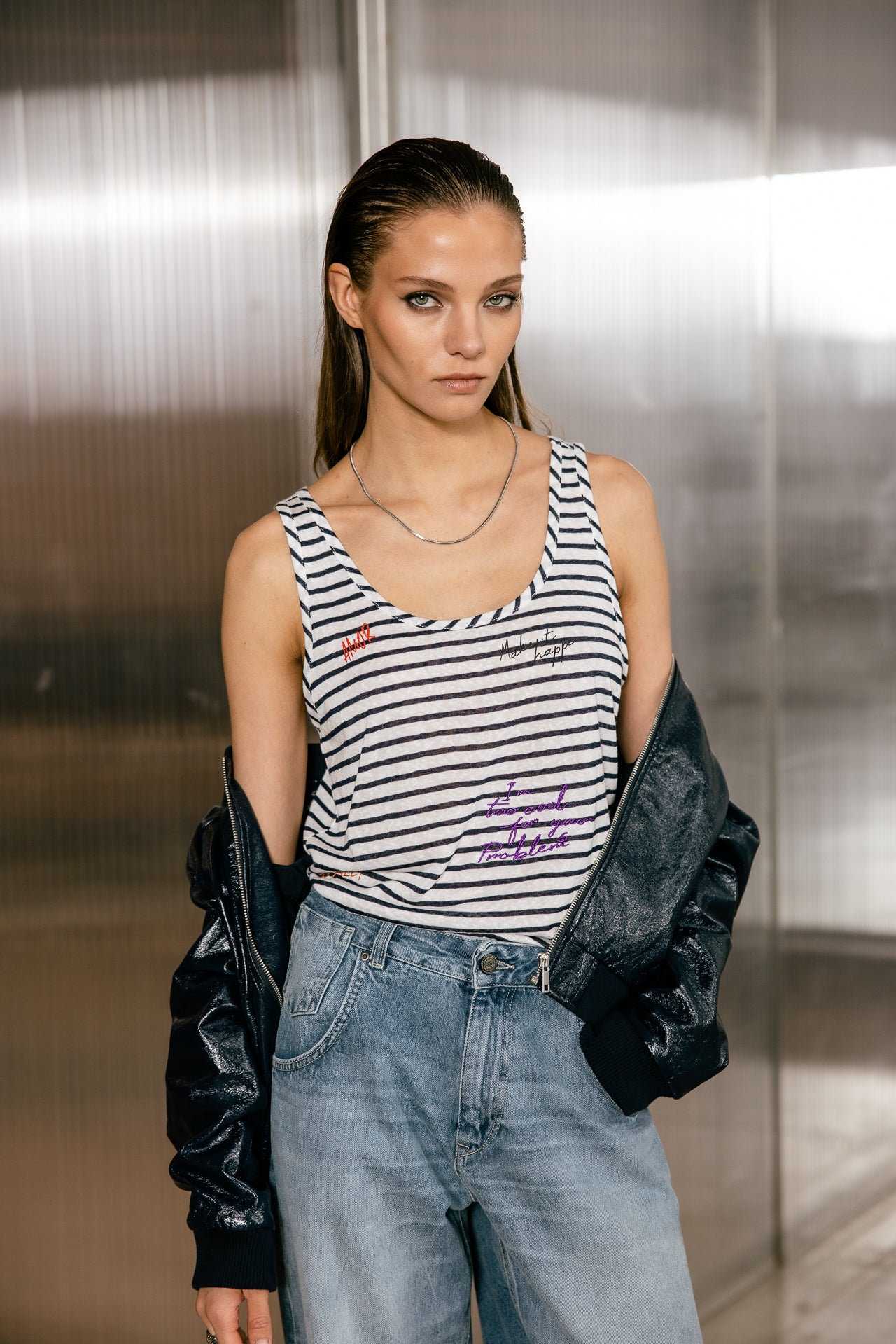 

Débardeur large Femme Dely Cool Words peacoat | Freeman T. Porter