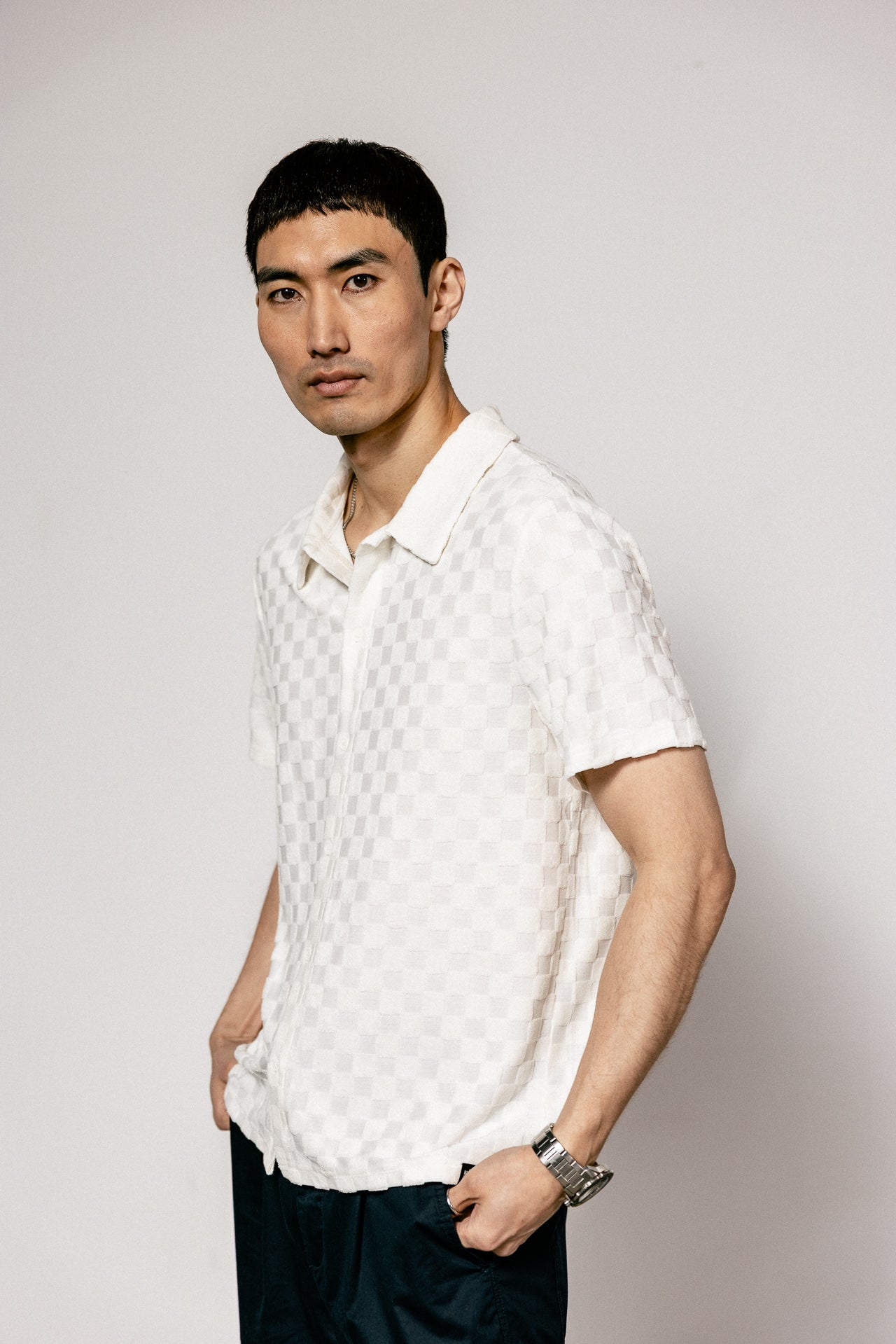 

Terry Knit Polo Men Nobu Chess egret | Freeman T. Porter