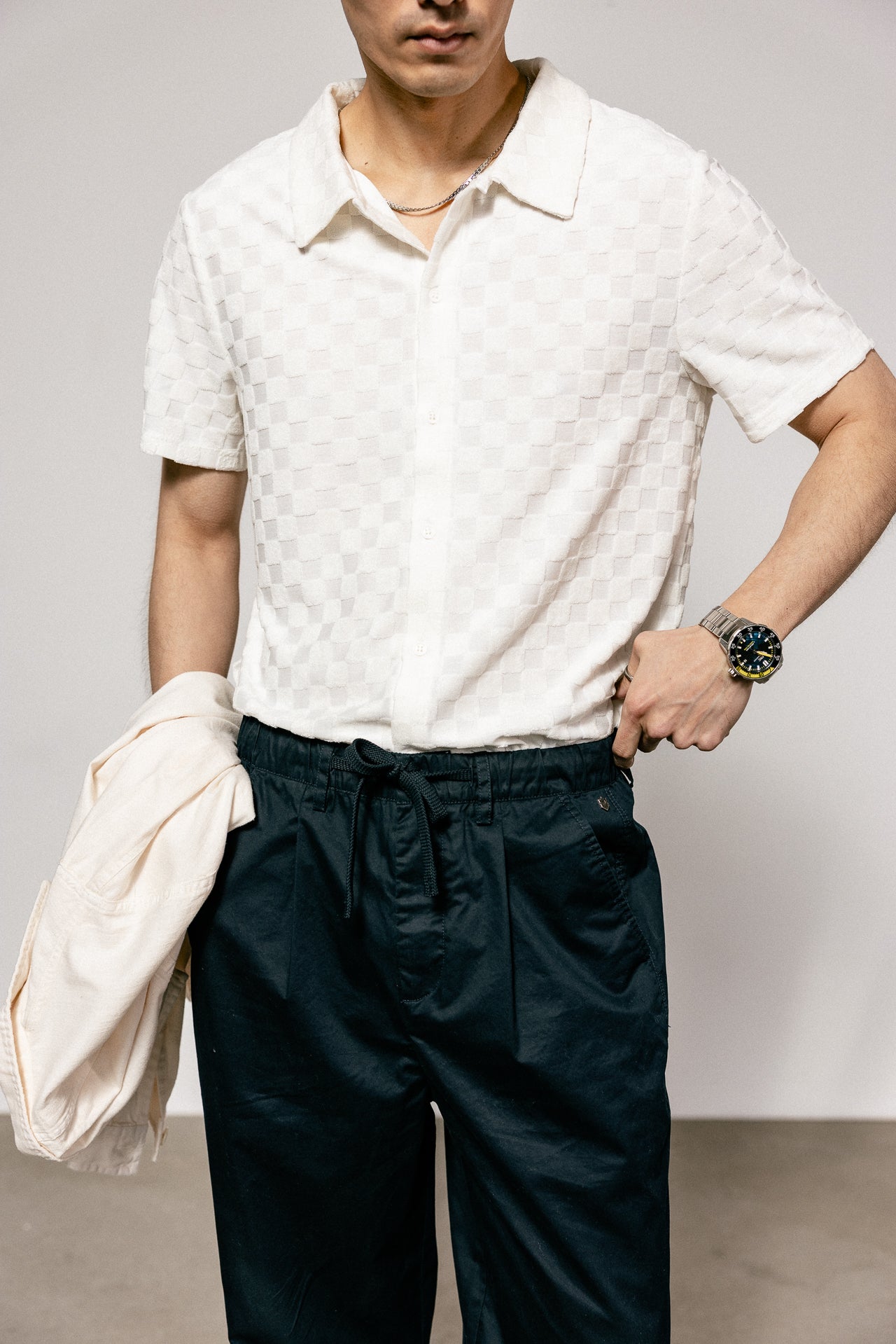 

Terry Knit Polo Men Nobu Chess egret | Freeman T. Porter