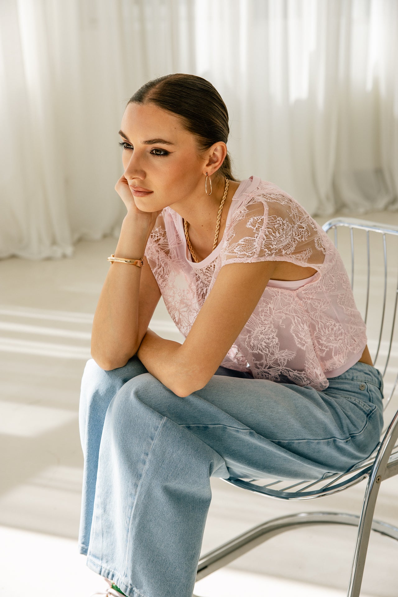 

Débardeur doublé dentelle Femme Talineo Lace light pink | Freeman T. Porter