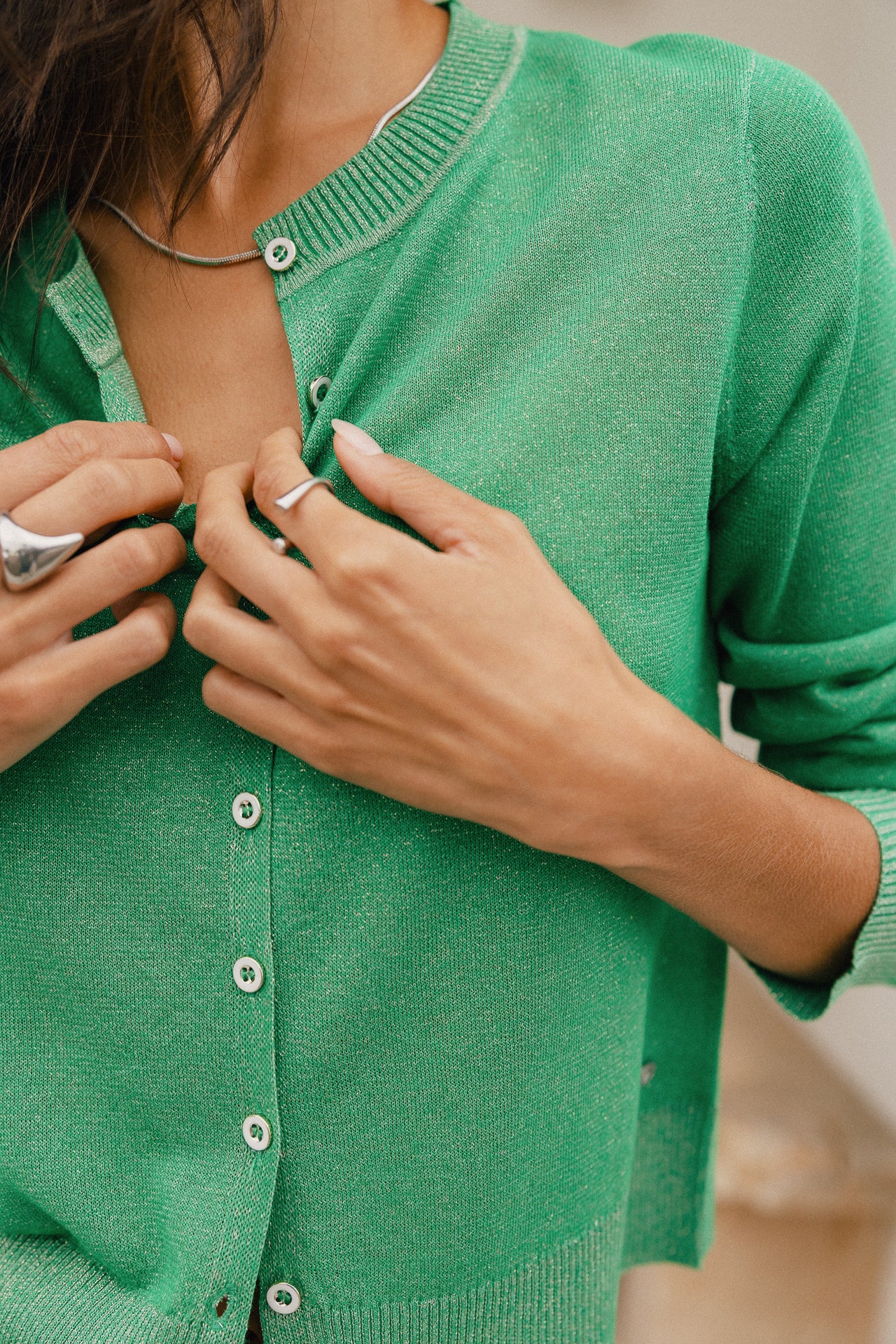 
              

Gilet en maille irisé Femme Philas Plain electric green | Freeman T. Porter
            