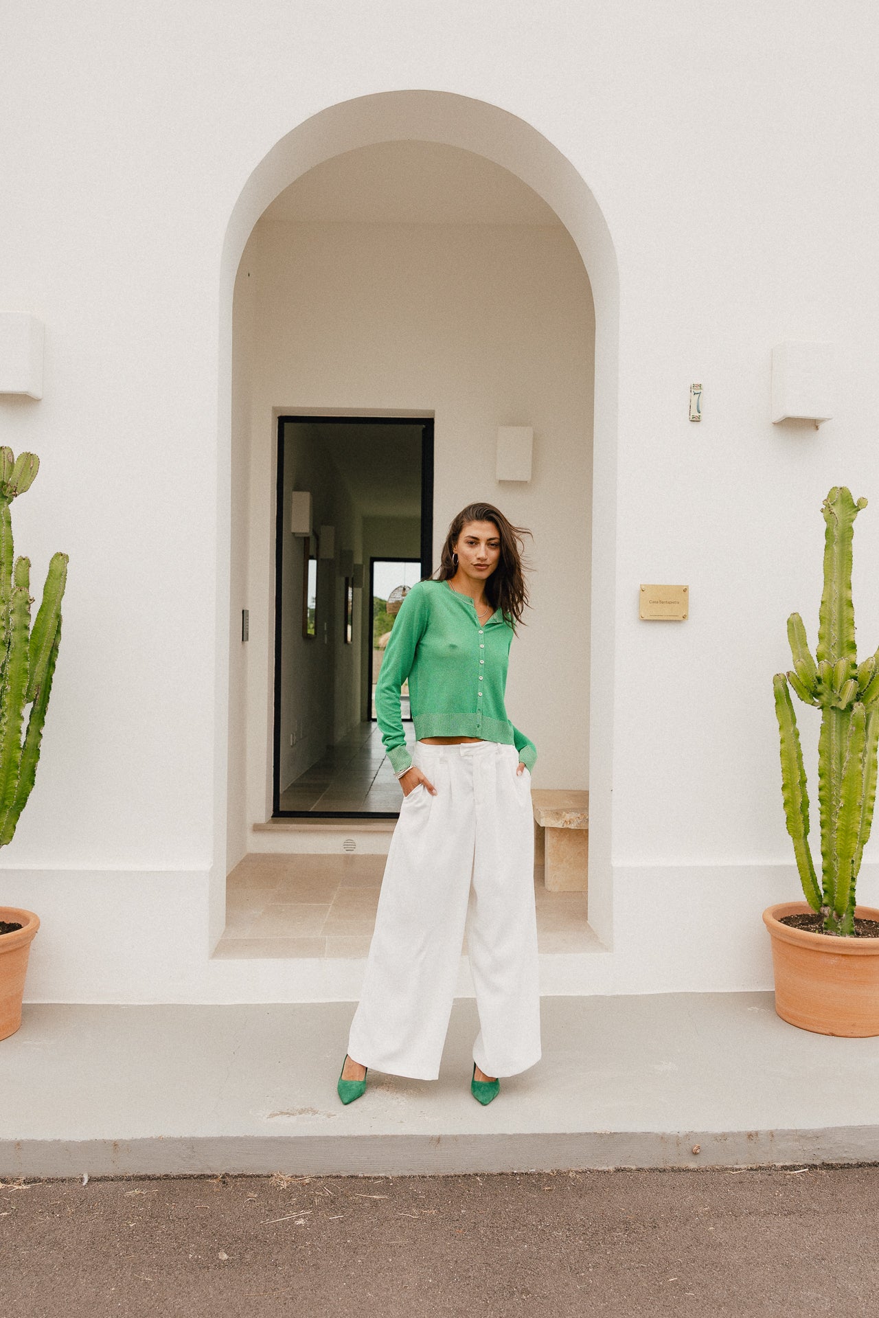 

Gilet en maille irisé Femme Philas Plain electric green | Freeman T. Porter