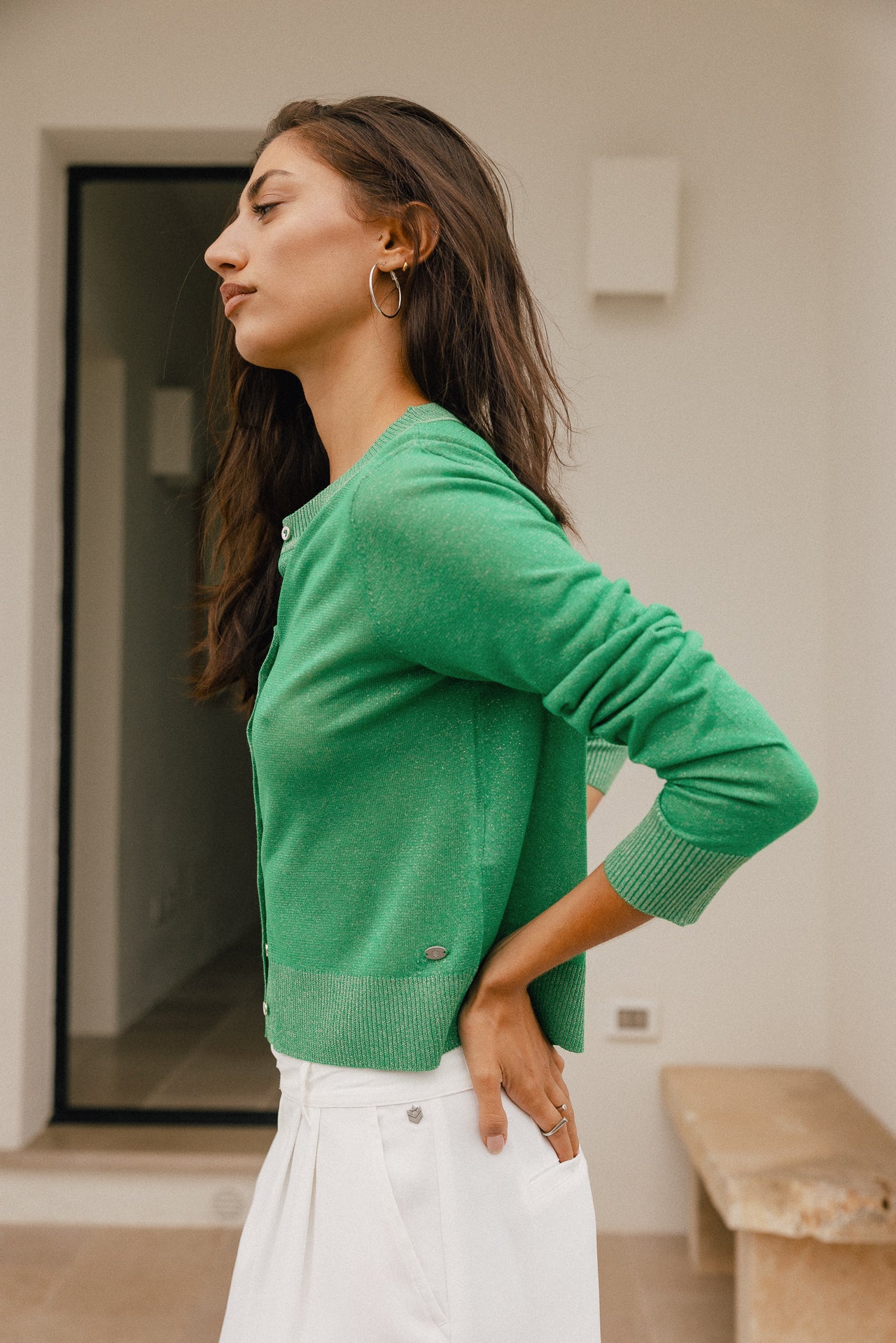 

Gilet en maille irisé Femme Philas Plain electric green | Freeman T. Porter