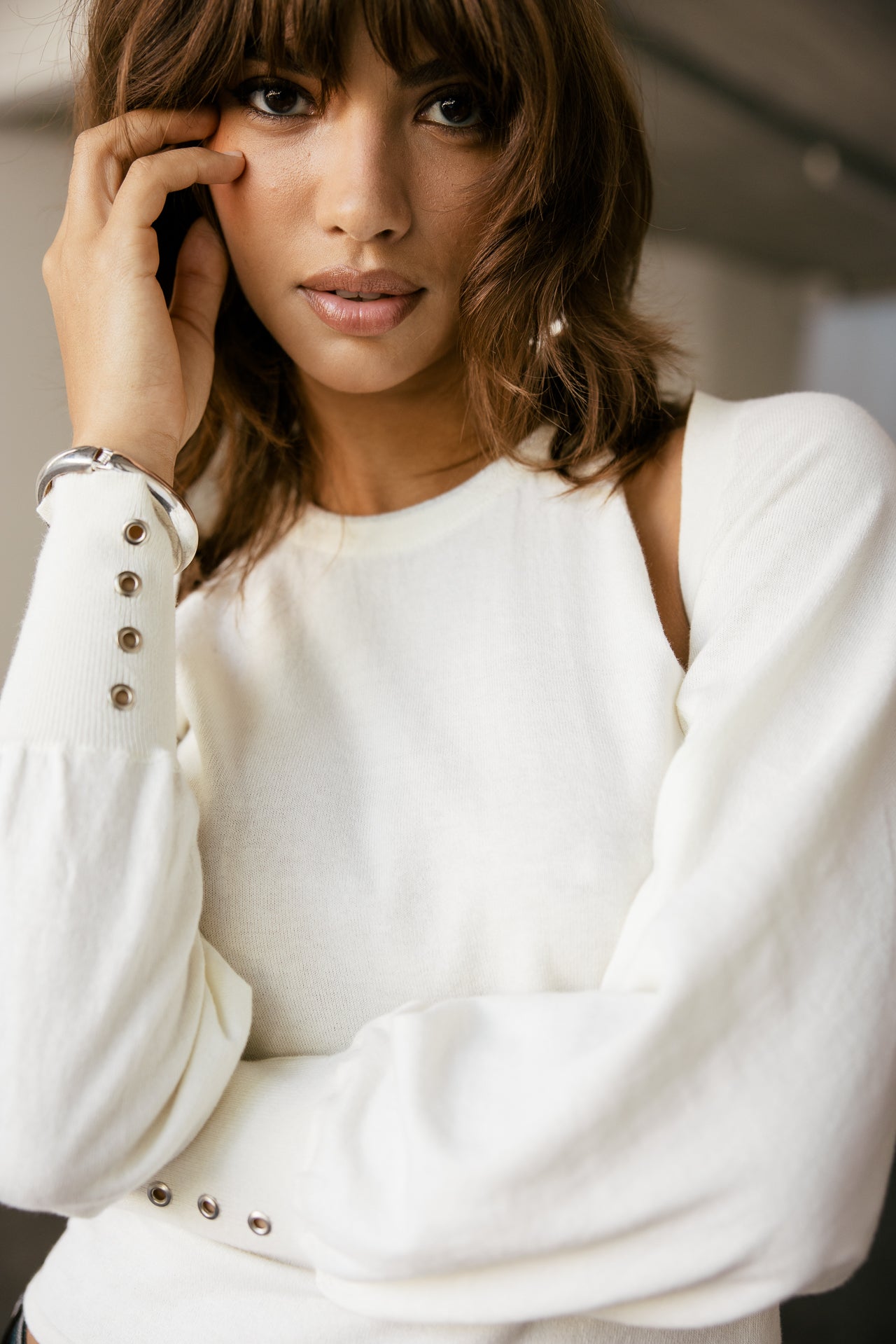 
              

Maille en twin set débardeur et gilet Femme Palomino ecru | Freeman T. Porter
            