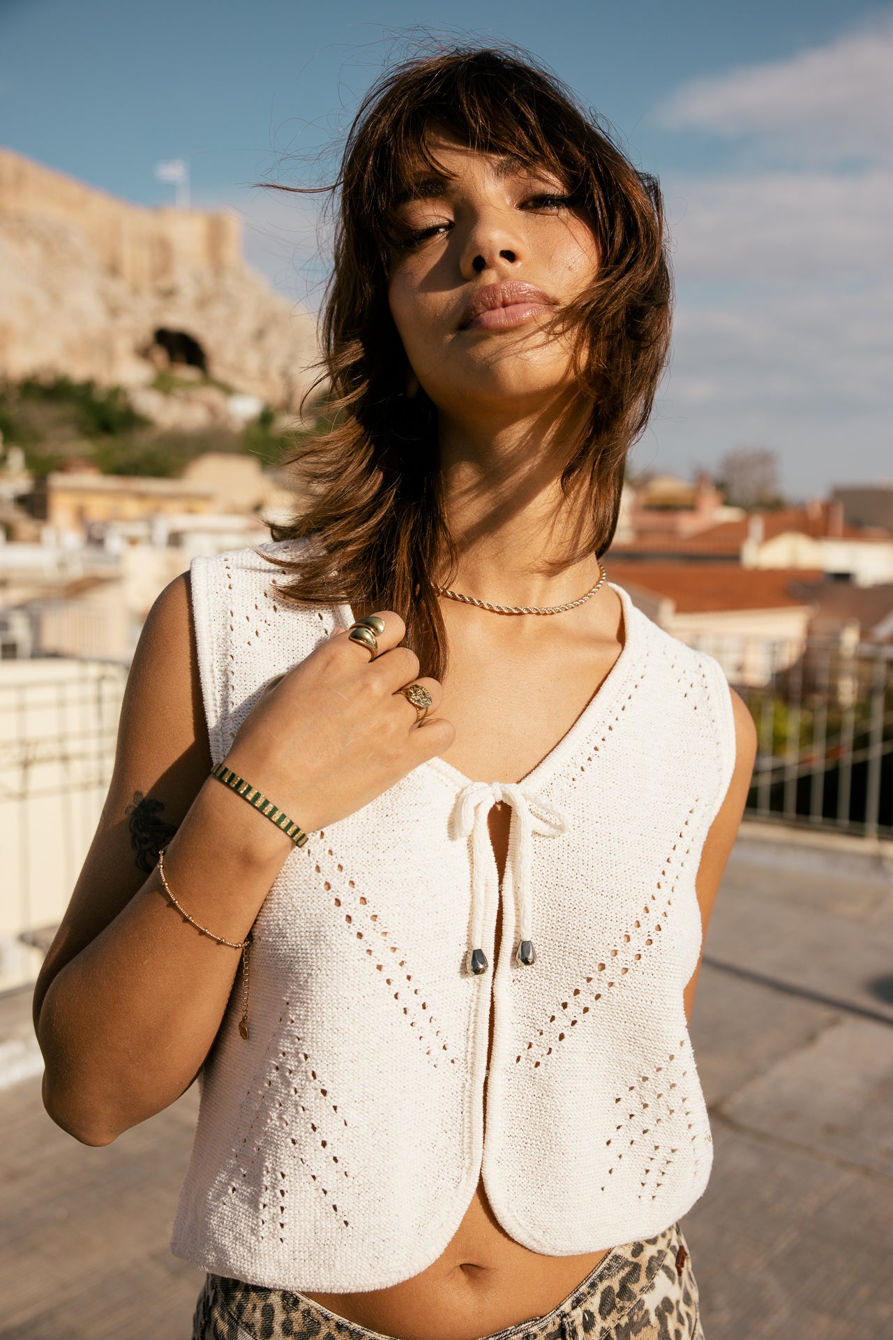 

Maille en pointelle sans manches Femme Timao Ribbon ecru | Freeman T. Porter