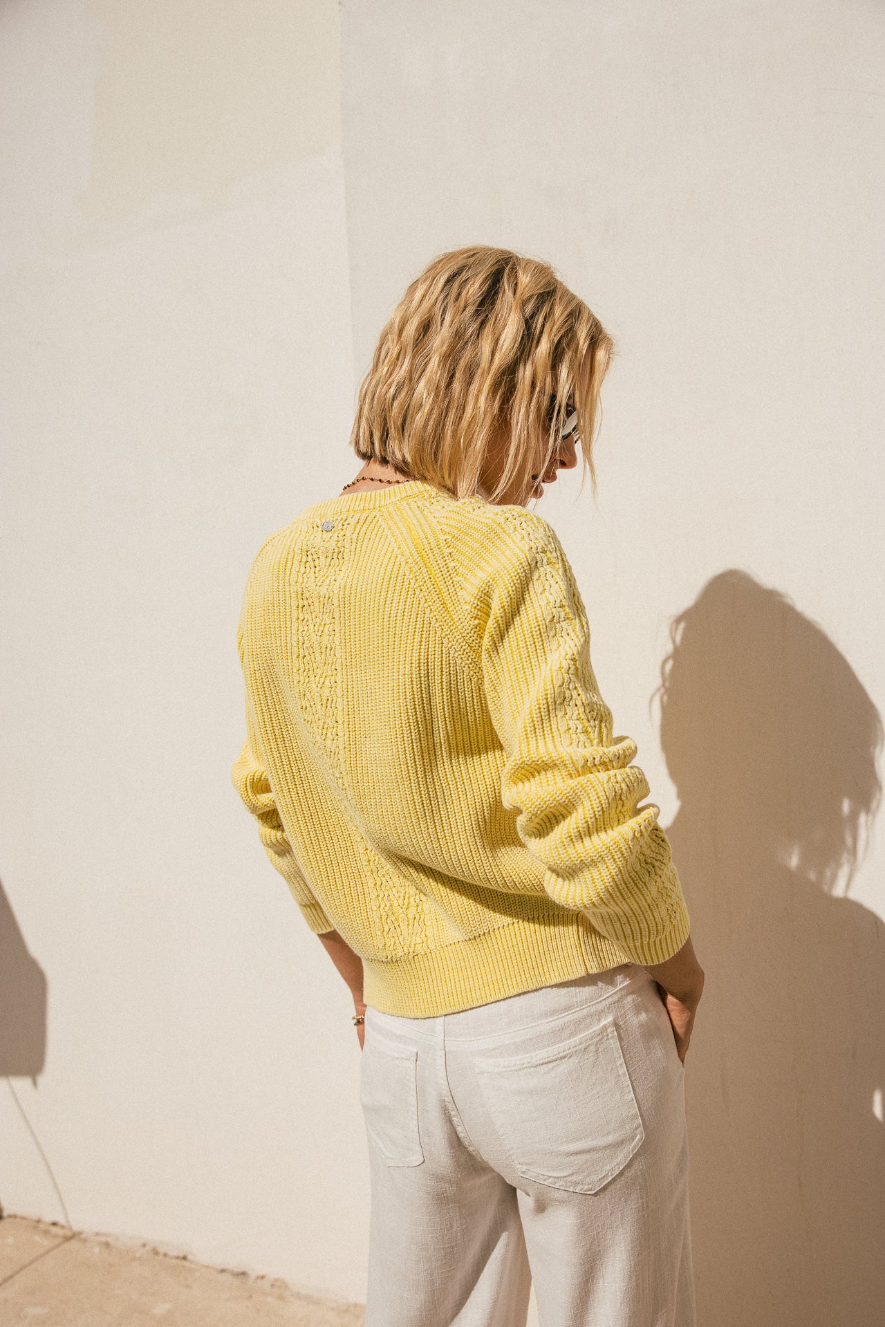 

Gilet en maille en point tresse Femme Pampai yellow | Freeman T. Porter