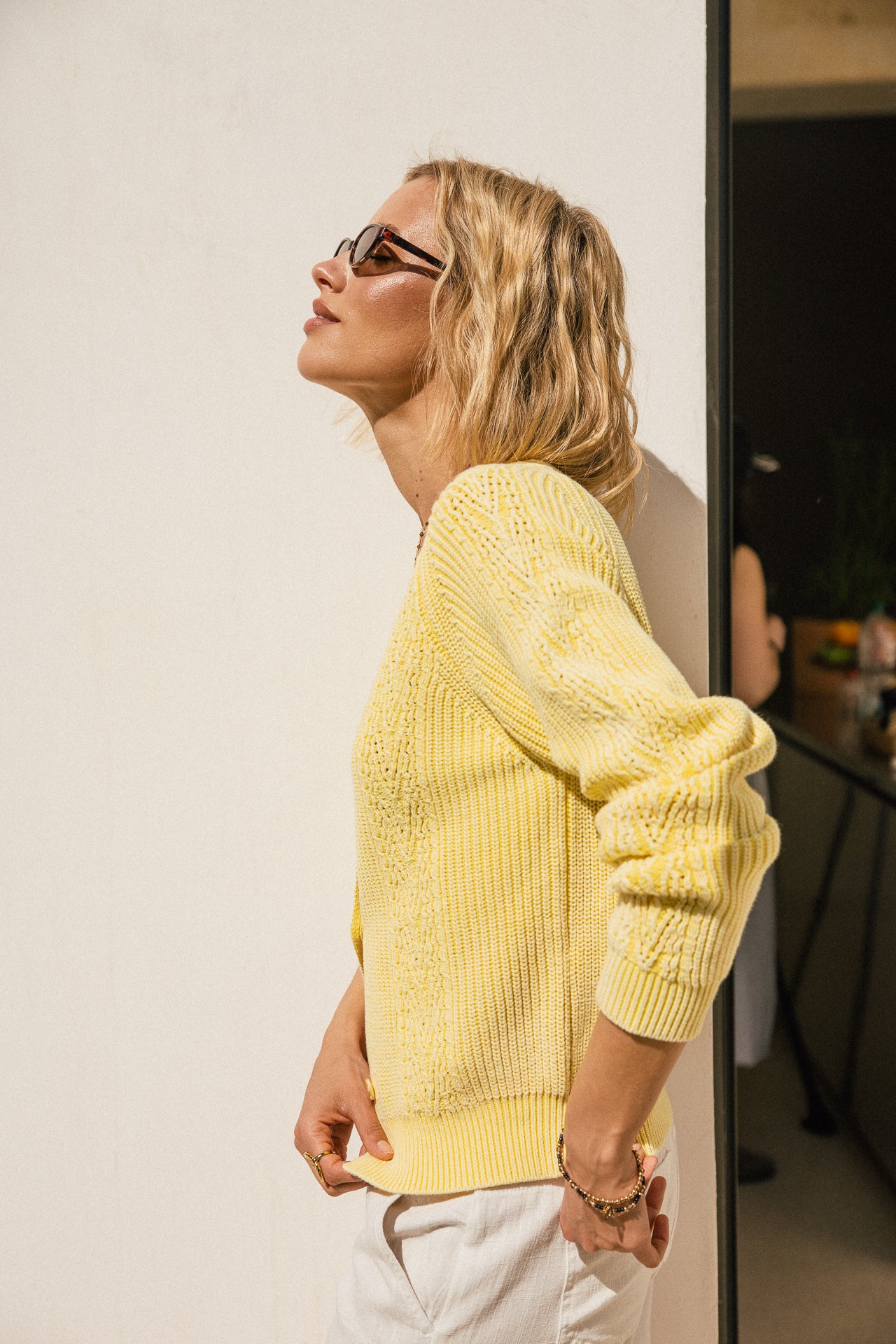 

Gilet en maille en point tresse Femme Pampai yellow | Freeman T. Porter