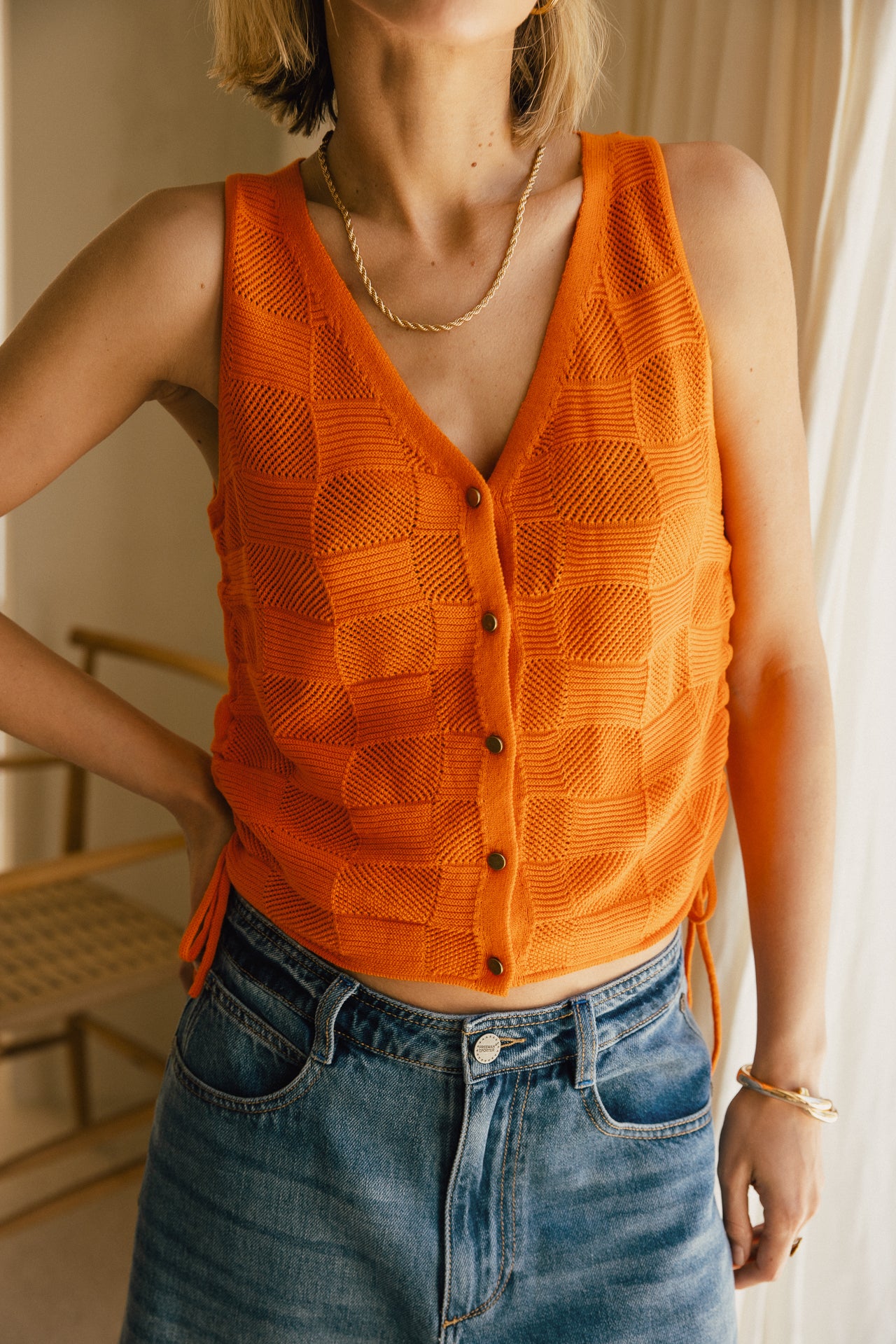   
            

Débardeur en maille ajouré  Femme Dalila Fancy orange | Freeman T. Porter
          