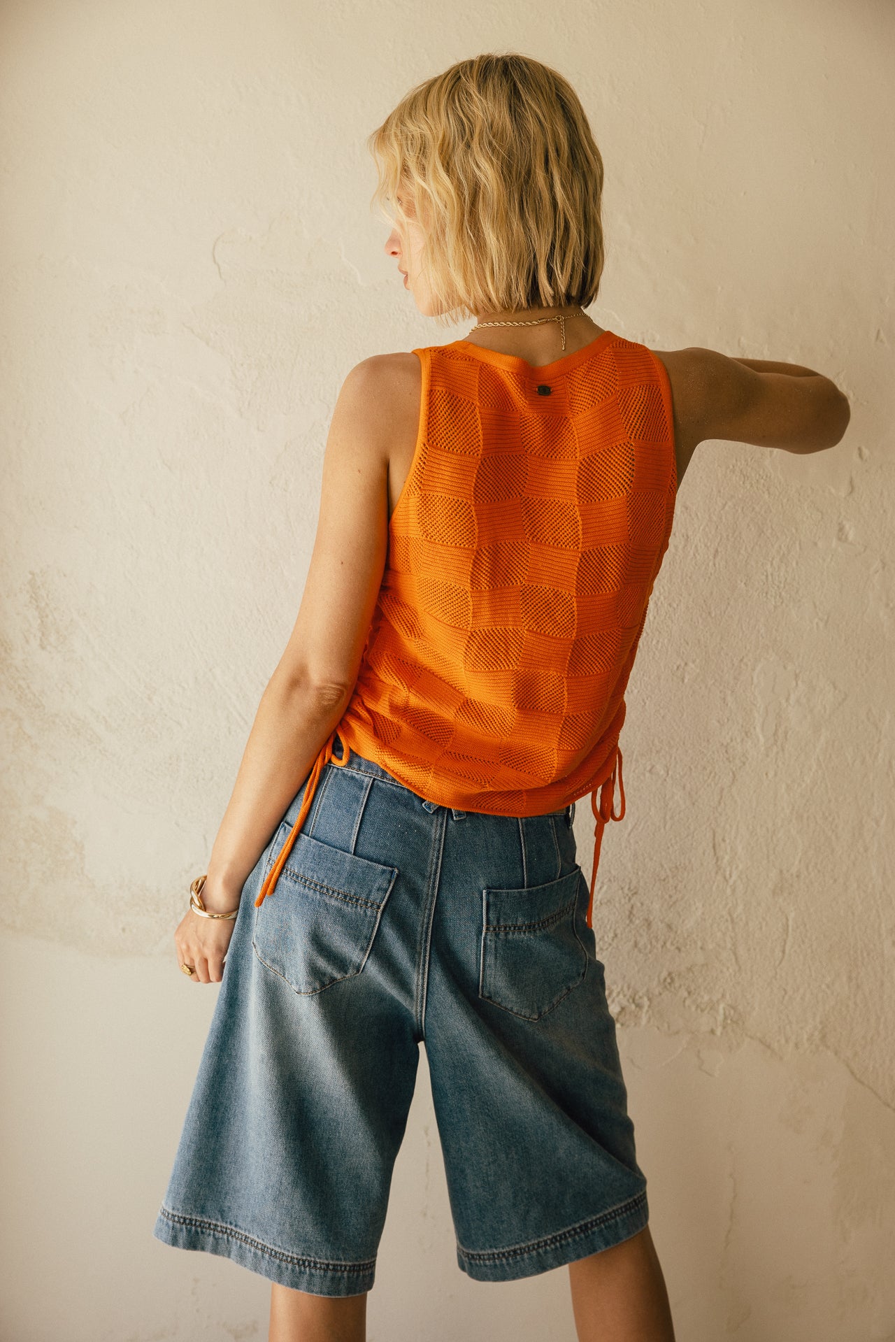 

Débardeur en maille ajouré  Femme Dalila Fancy orange | Freeman T. Porter