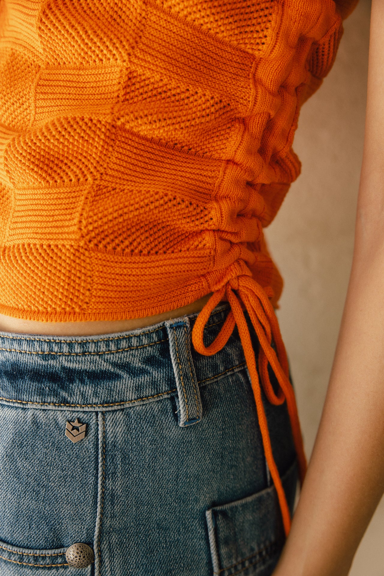 

Débardeur en maille ajouré  Femme Dalila Fancy orange | Freeman T. Porter