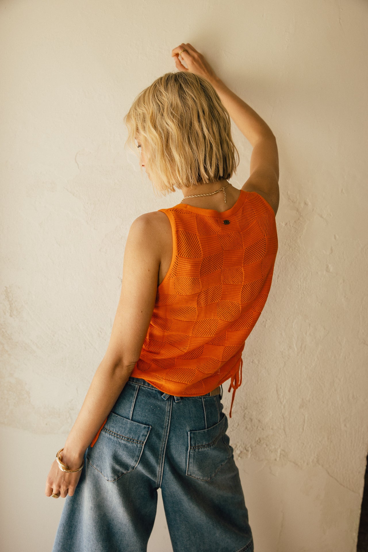 

Débardeur en maille ajouré  Femme Dalila Fancy orange | Freeman T. Porter
