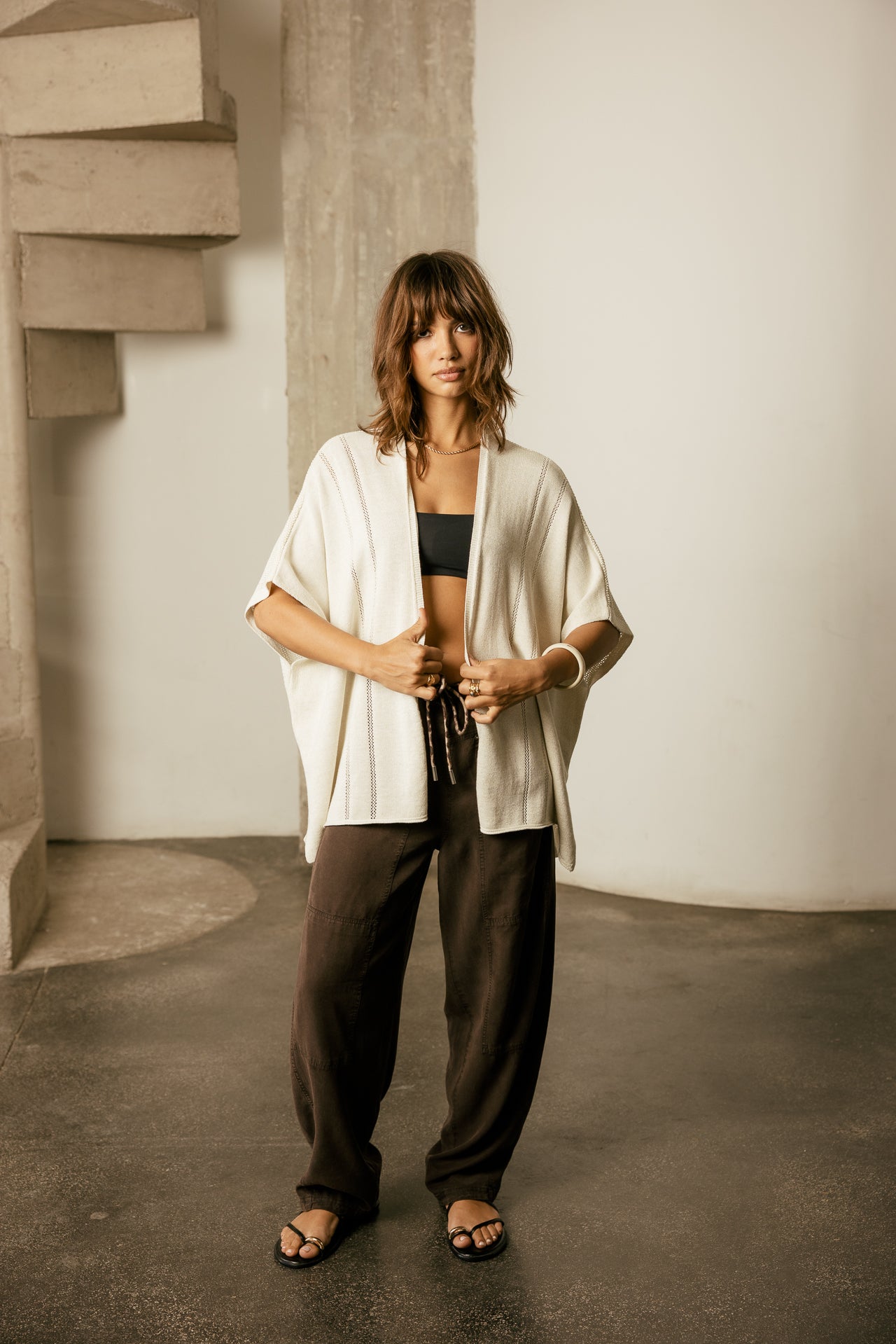 

Gilet en pointelle mi-long irisé Femme Palido gold | Freeman T. Porter