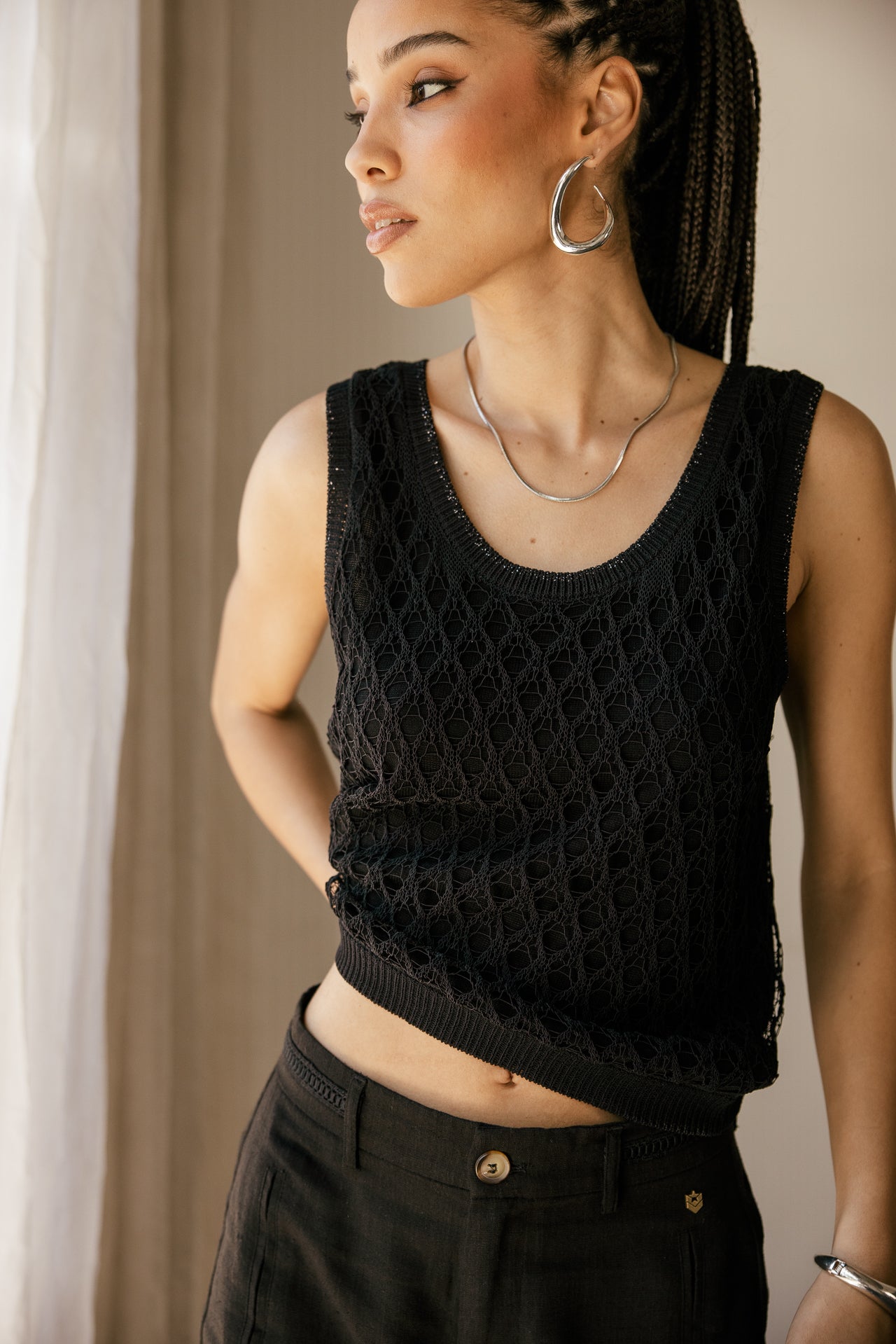 

Top de tirantes de punto cinta Mujer Divane black | Freeman T. Porter