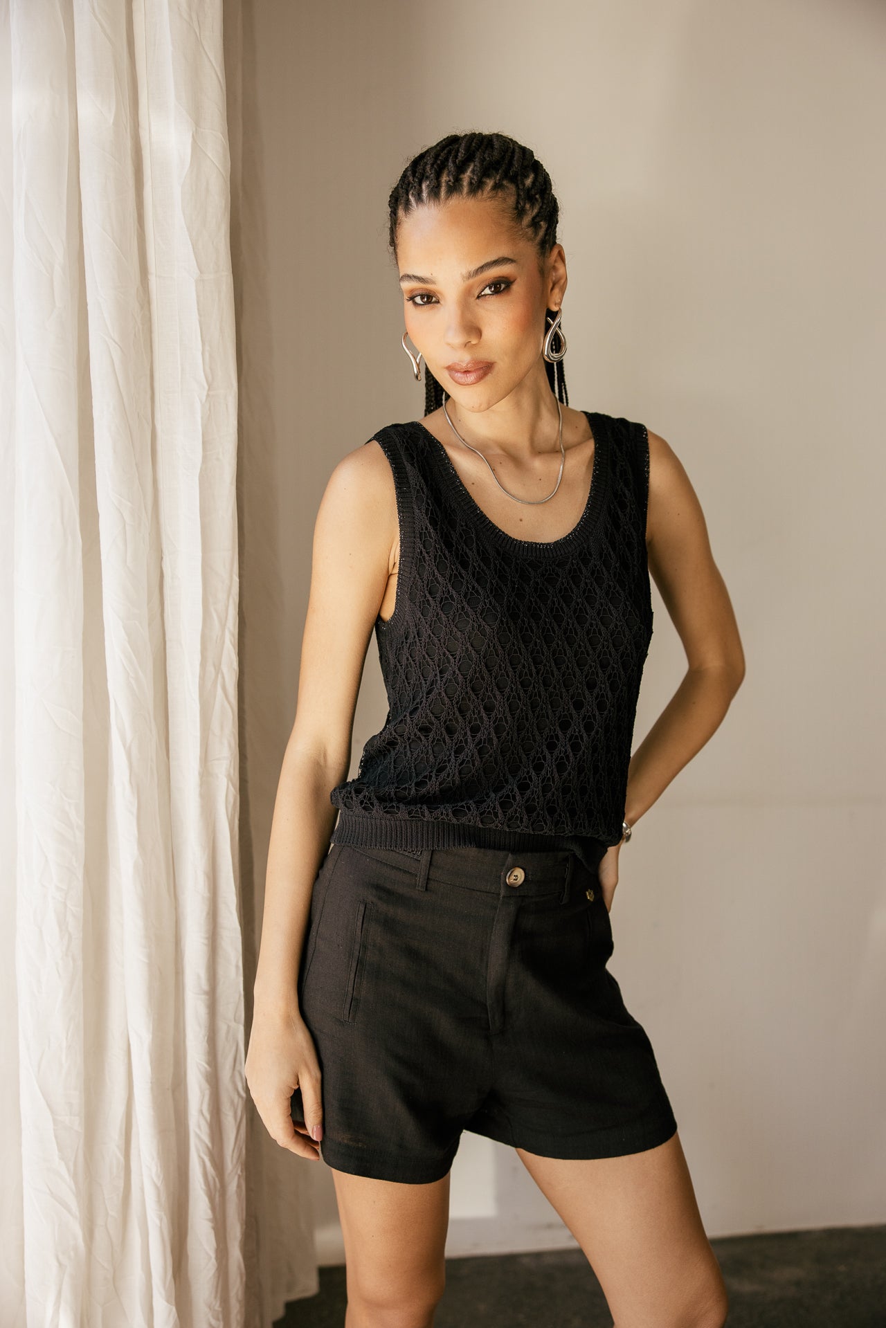 

Top de tirantes de punto cinta Mujer Divane black | Freeman T. Porter