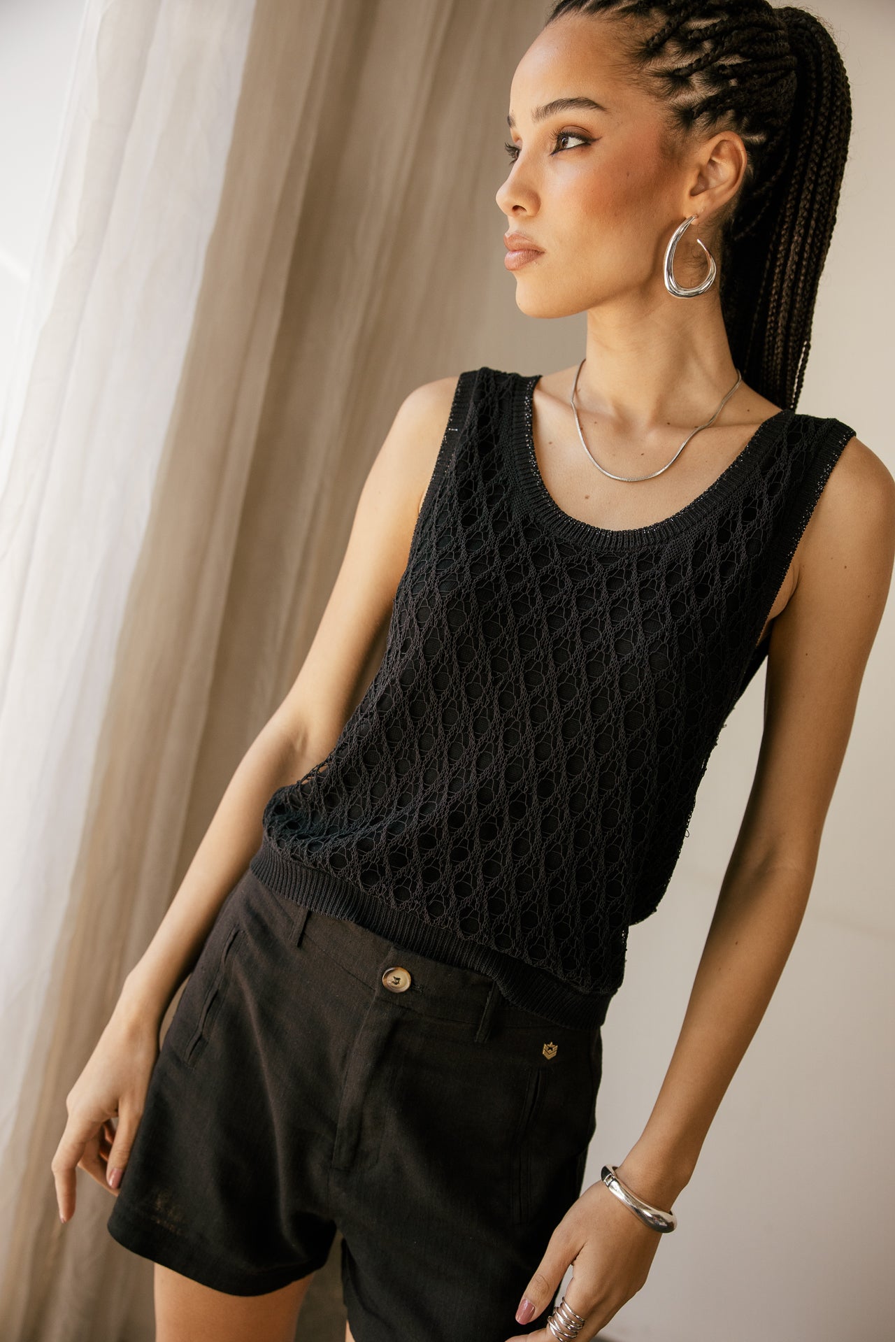 

Top de tirantes de punto cinta Mujer Divane black | Freeman T. Porter