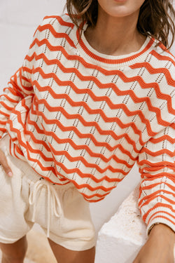 

Pull en maille Femme Panella off white / orange | Freeman T. Porter