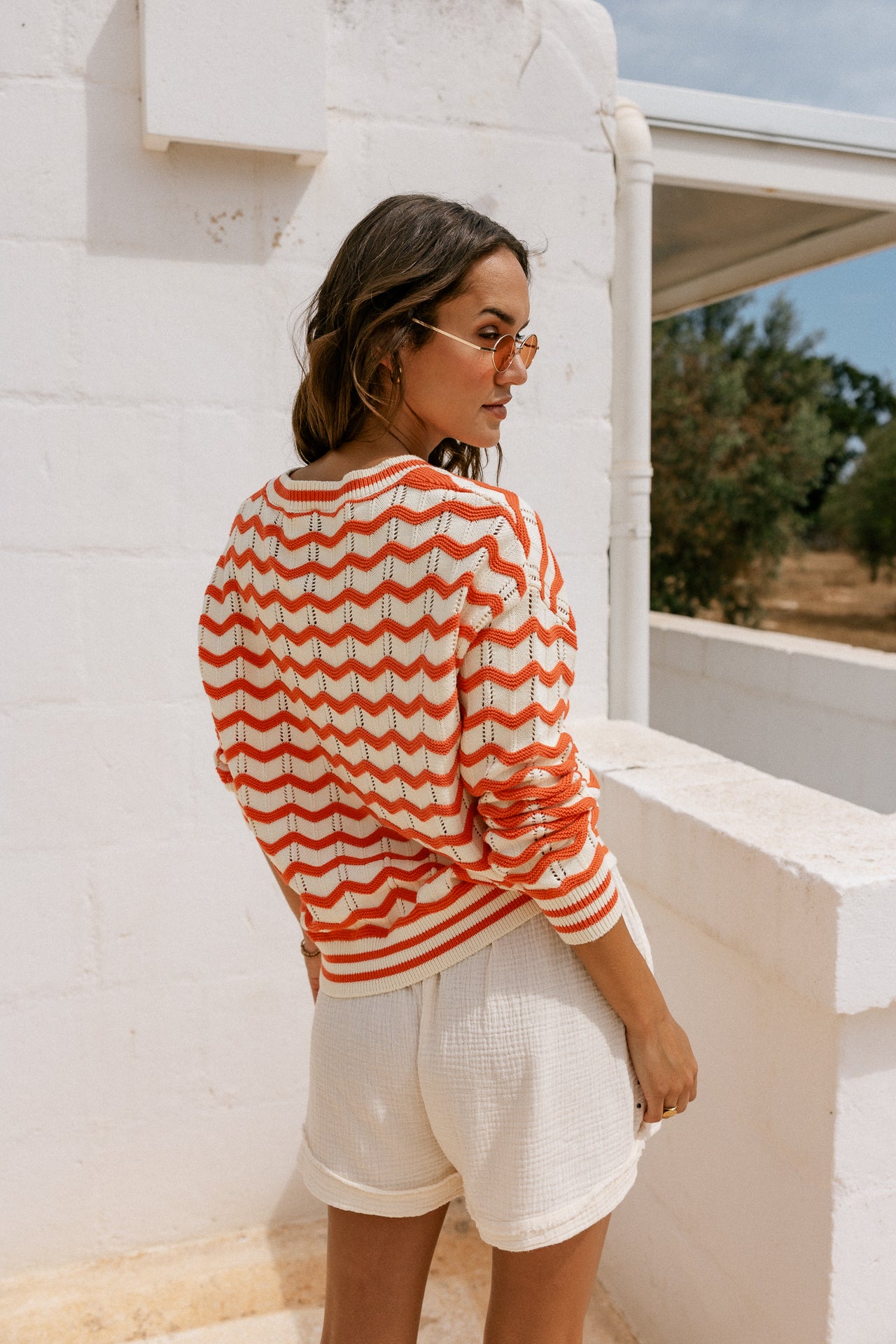 

Strickpullover Frauen Panella Off-White / Orange | Freeman T. Porter
