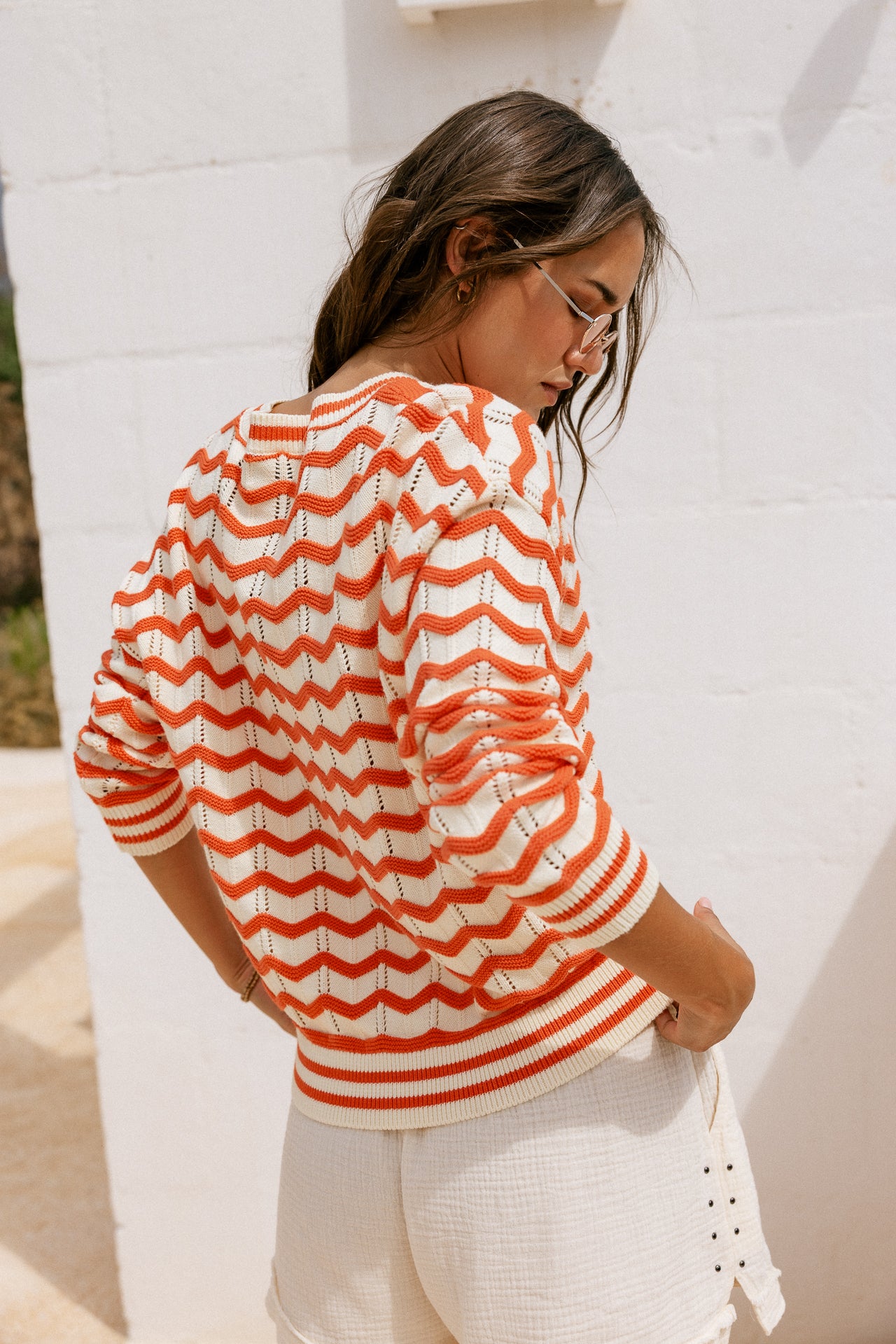 

Strickpullover Frauen Panella Off-White / Orange | Freeman T. Porter