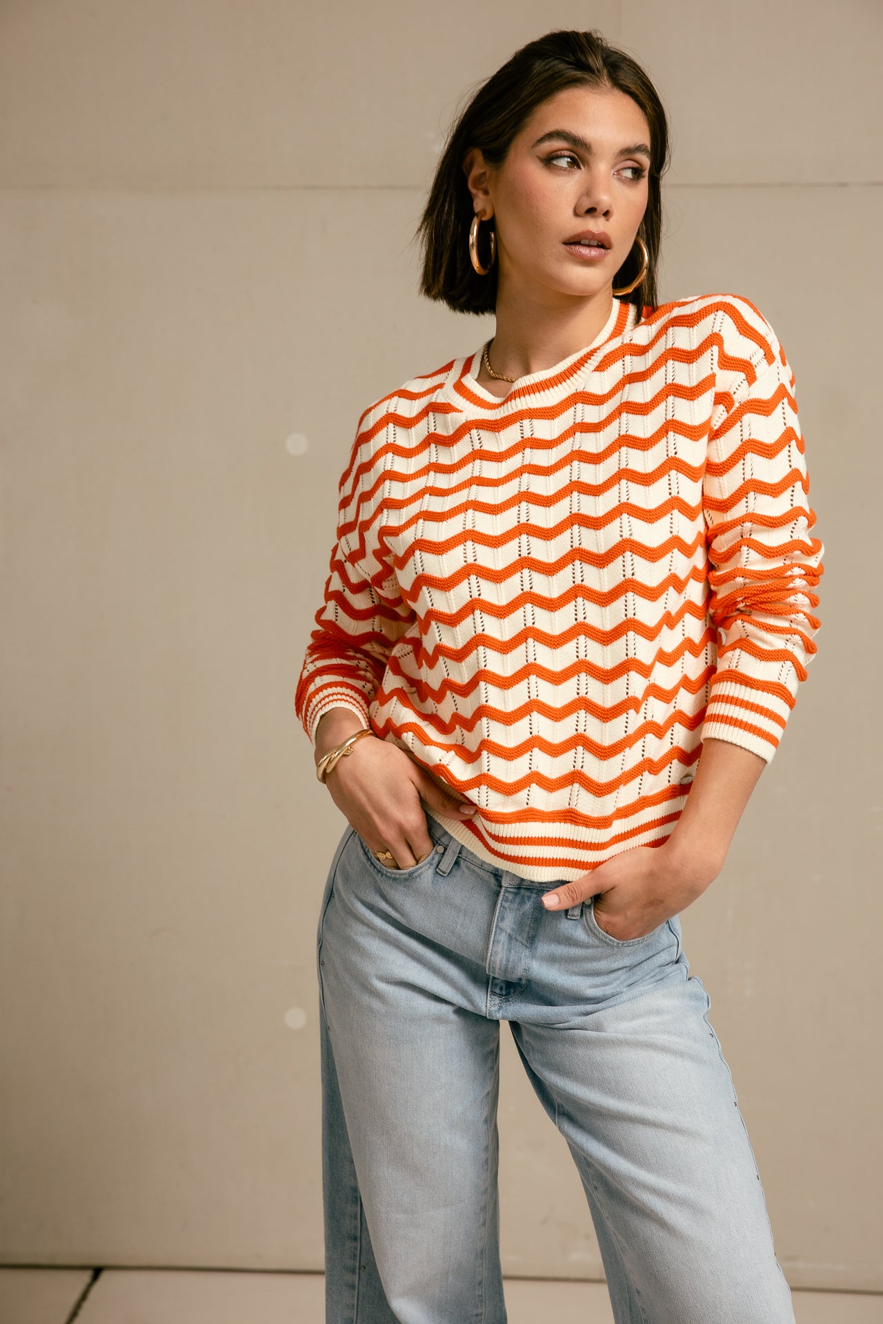 

Suéter de punto Mujer Panella off white / orange | Freeman T. Porter