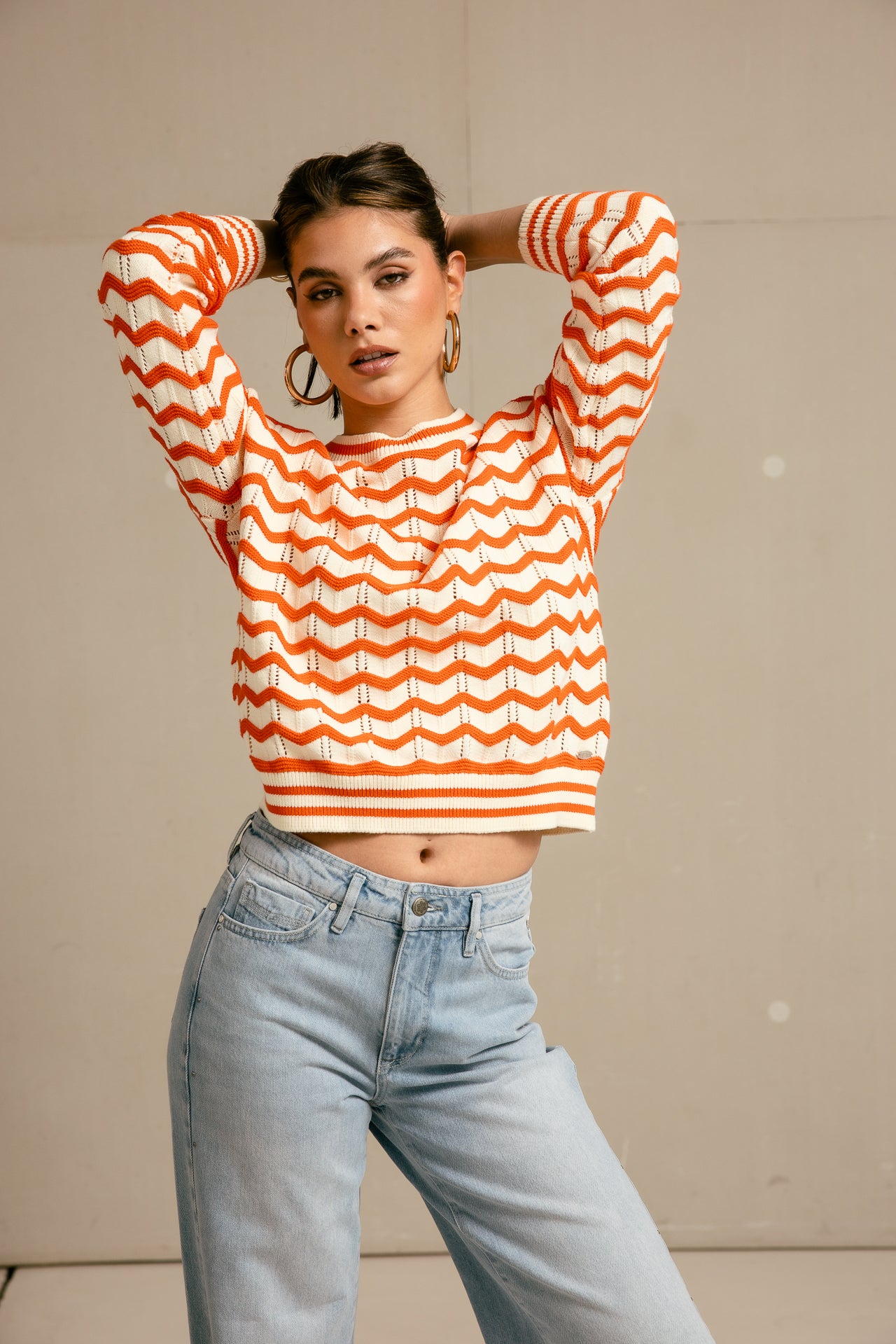 

Suéter de punto Mujer Panella off white / orange | Freeman T. Porter