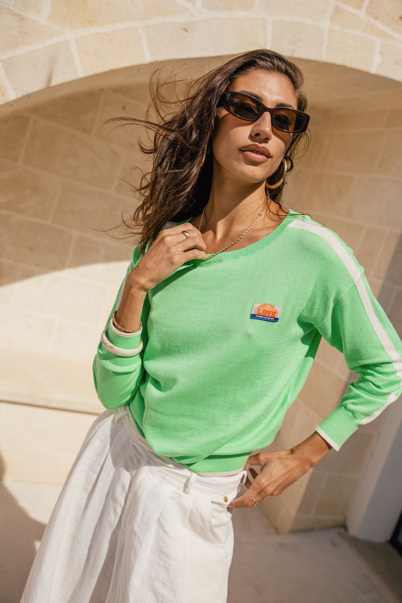 

Pull leger en maille col rond Femme Primo spring / off white | Freeman T. Porter