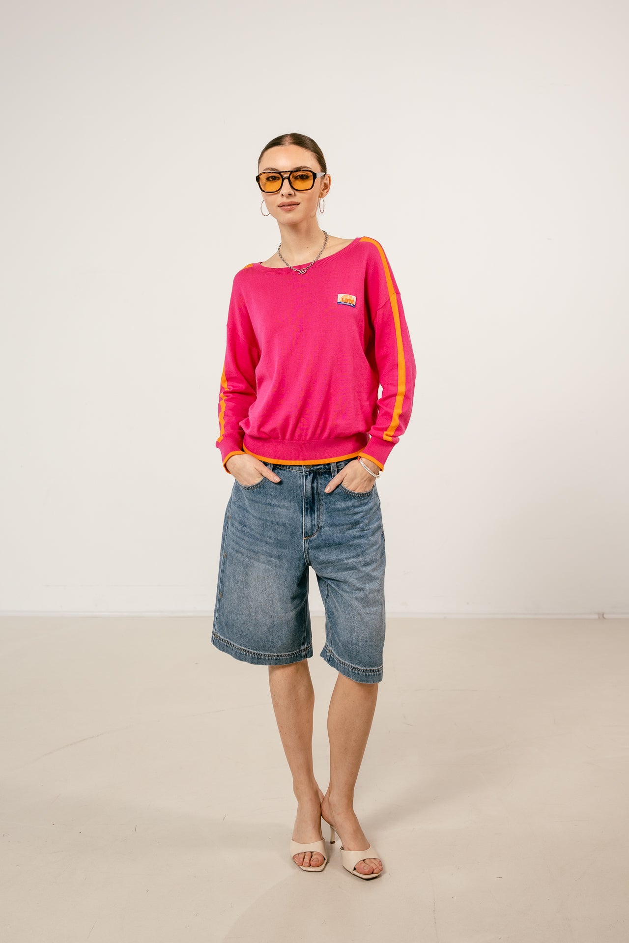 

Pull fin en maille Femme Primo pink fluo / orange | Freeman T. Porter